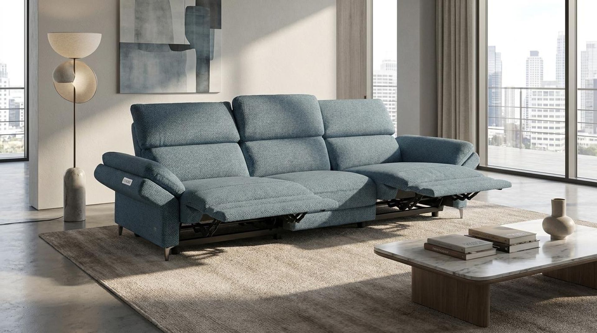 Olympus Relaxed Seat, 3 Seater (2 RR), Steel Mist Elite