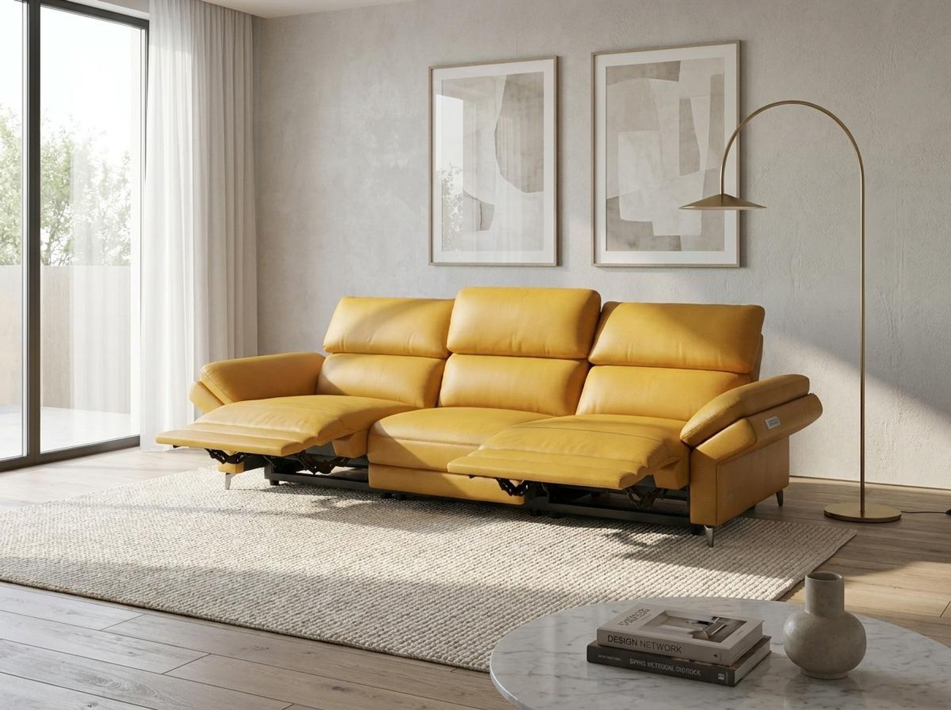 Olympus Relaxed Seat, 3 Seater (2 RR), Golden Temple Aura Leather Essential