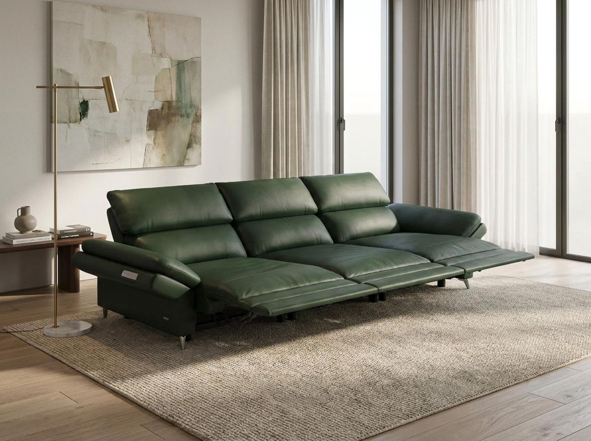 Olympus Relaxed Seat, 3 Seater (3 RR), Dark Forest Mystique Leather Premium