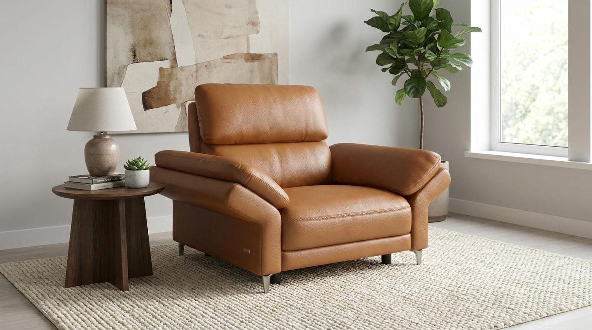 Olympus Relaxed Seat, 1 Seater Sofa, Ritz Tan Vegan Leather