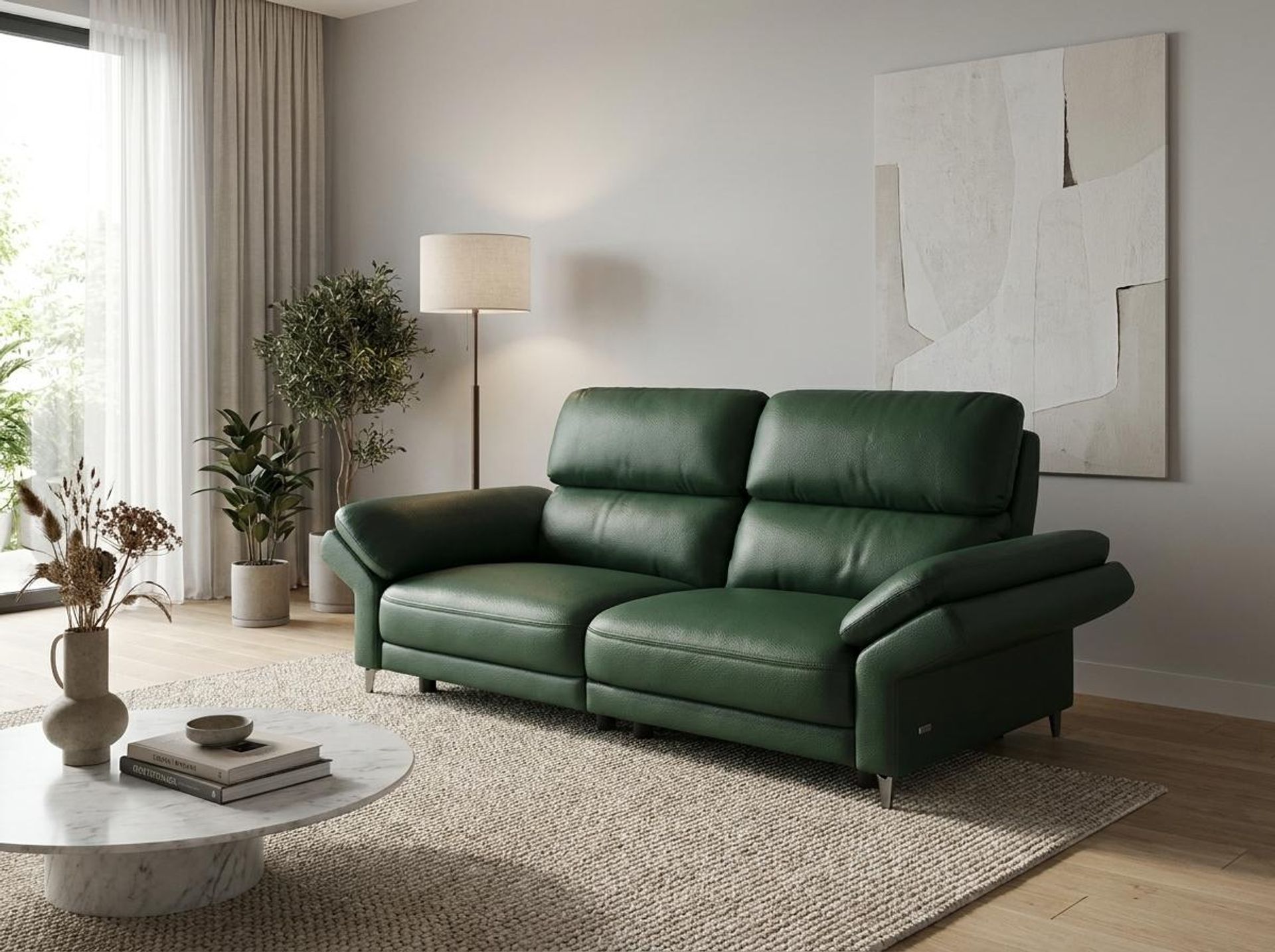 Olympus Relaxed Seat, 2 Seater Sofa, Valencia Green Vegan Leather