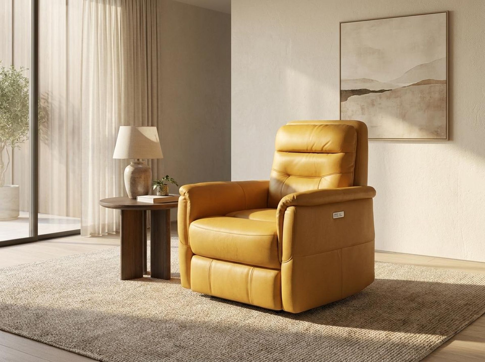 Orion New Recliner, Electric, Golden Temple Aura Leather Essential