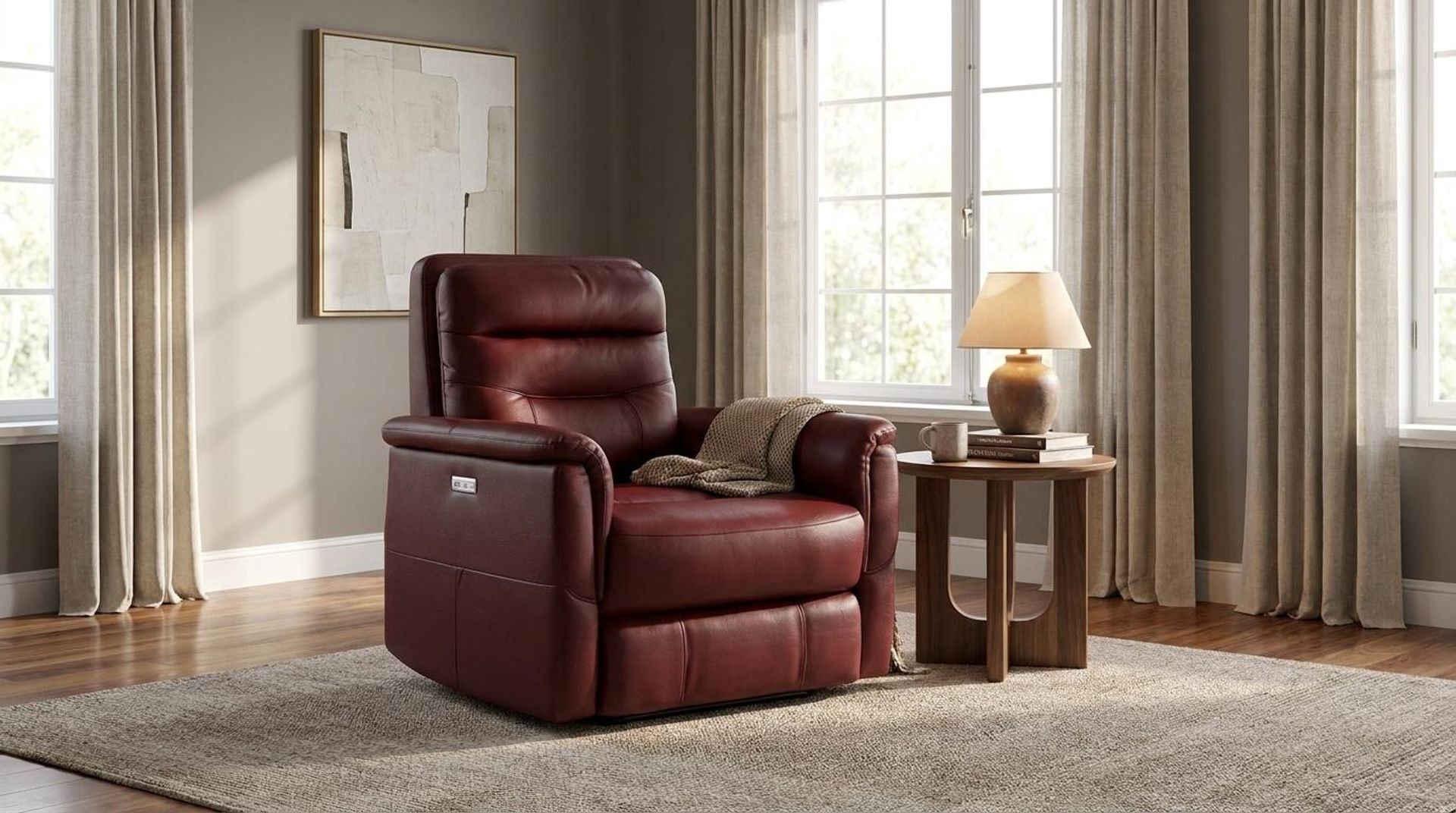 Orion New Recliner, Electric, Victorian Rosso Grandeur Leather Essential