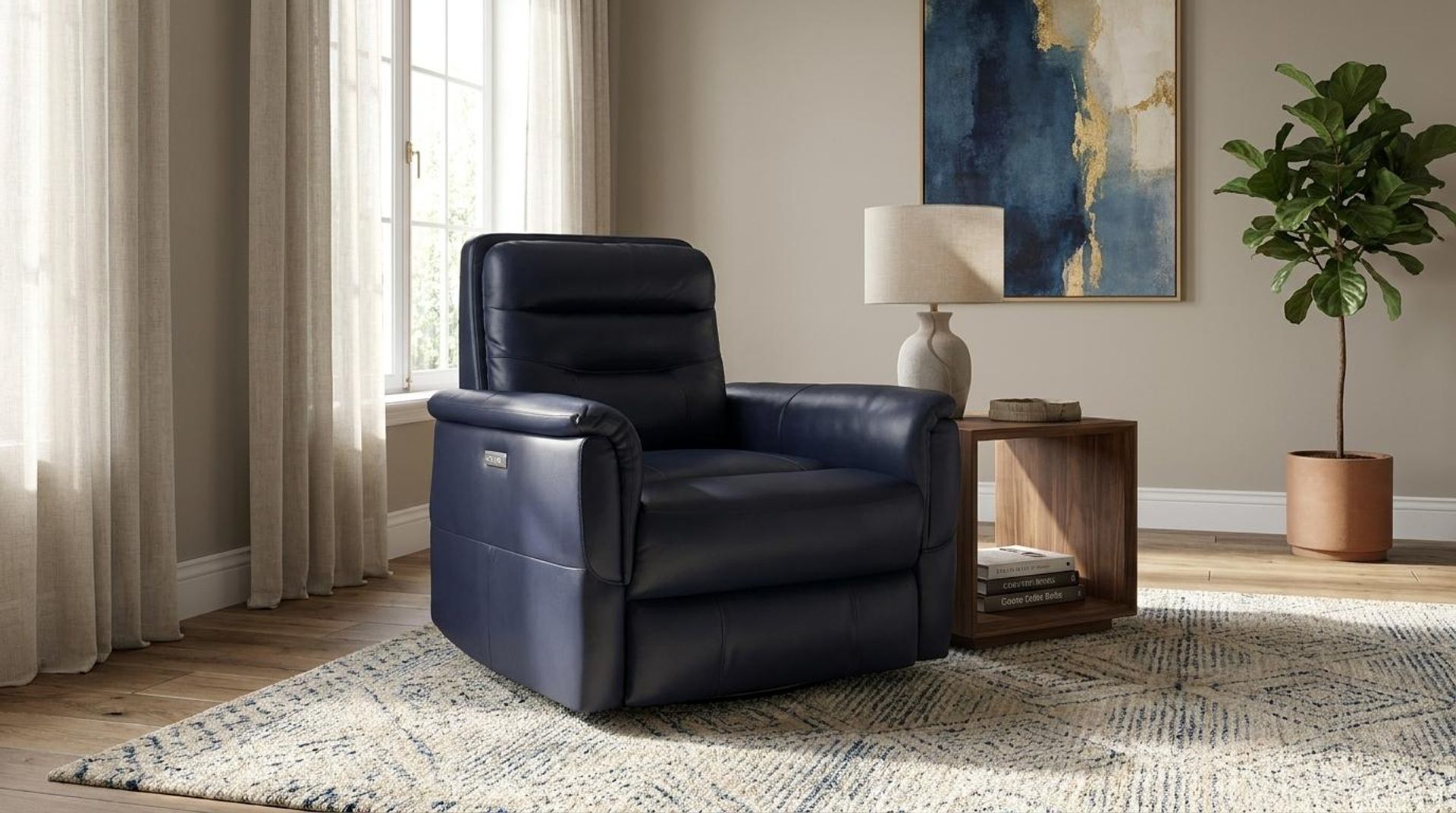 Orion New Recliner, Electric, Arctic Blue Zenith Leather Essential