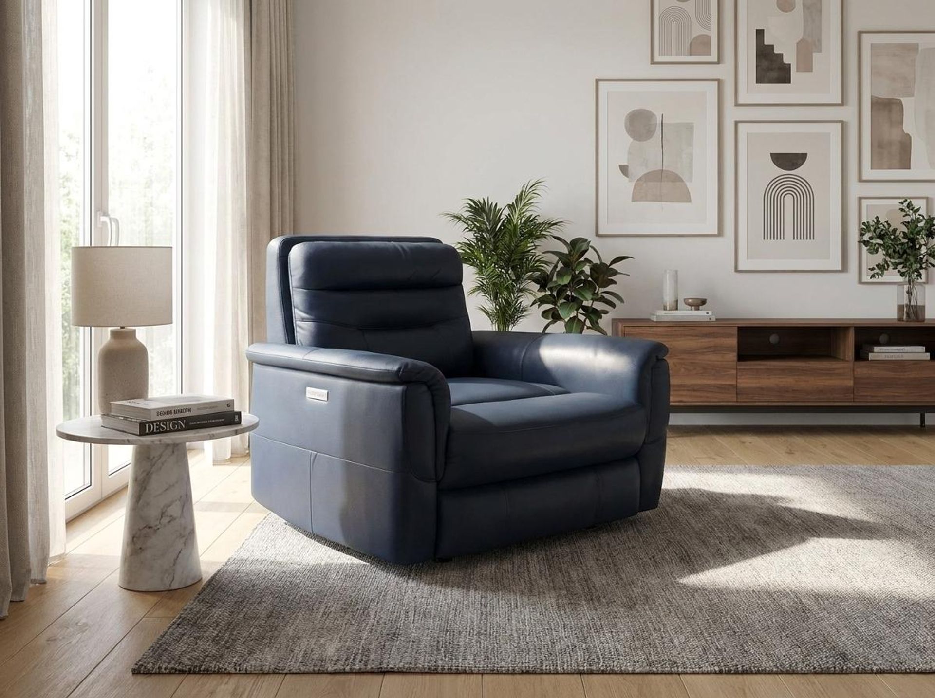 Orion New Recliner, Electric, Cobalt Vegan Leather