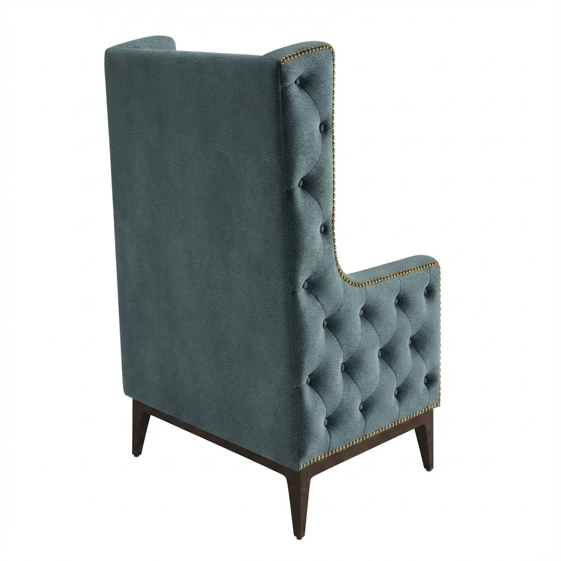 Tasha Tufted Accent Chair, Coco Walnut Legs Essential Teal Mist Upholstery