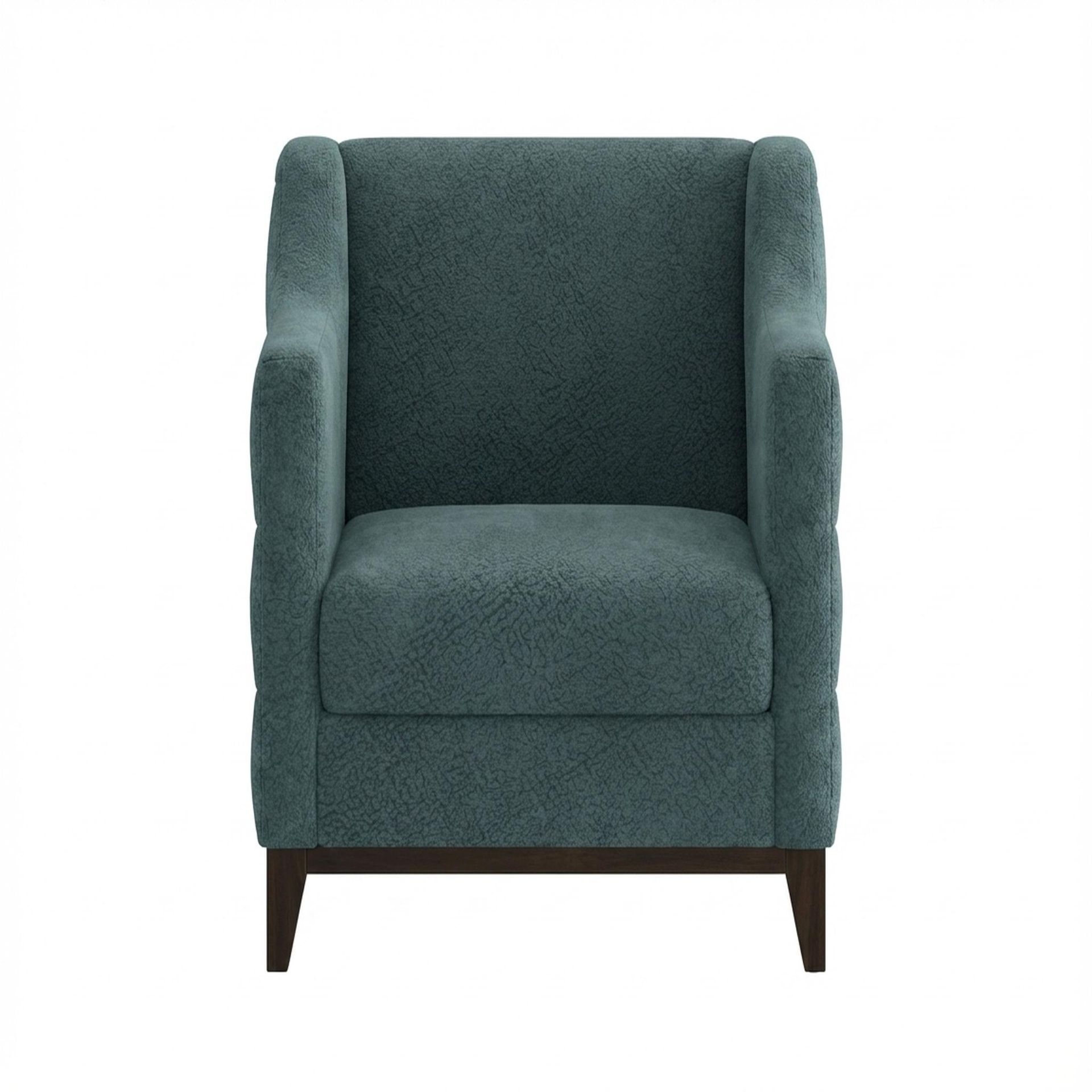 Tasha Tufted Accent Chair, Coco Walnut Legs Essential Teal Mist Upholstery