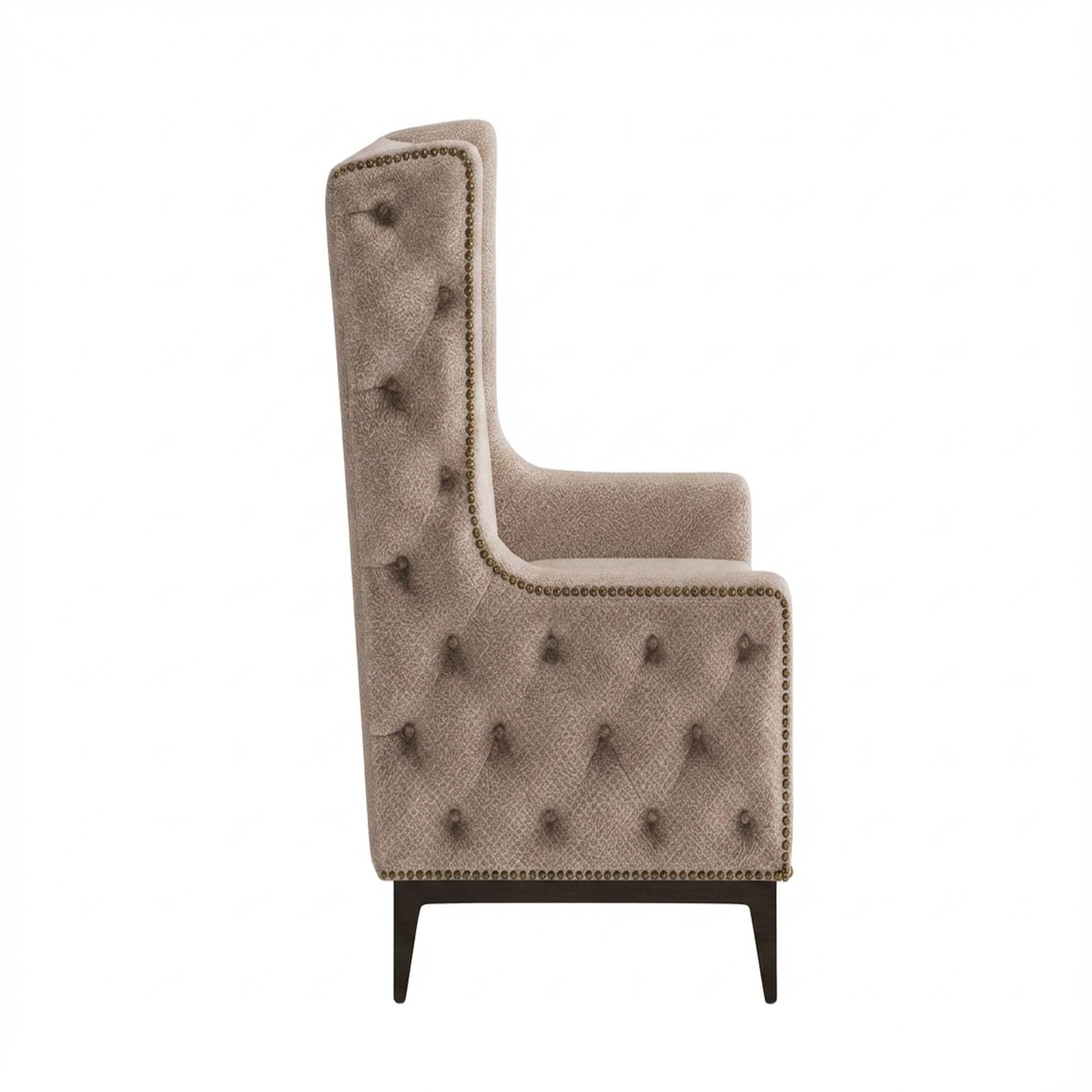 Tasha Tufted Accent Chair, Coco Walnut Legs Essential Ballet Slipper Upholstery