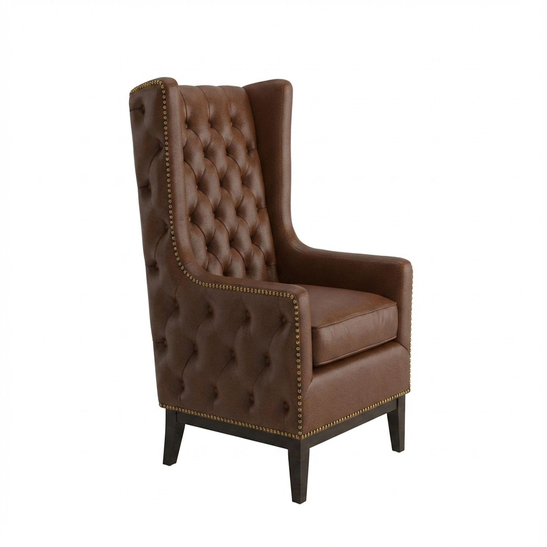 Tasha Tufted Accent Chair, Coco Walnut Legs Premium Rust orange Upholstery