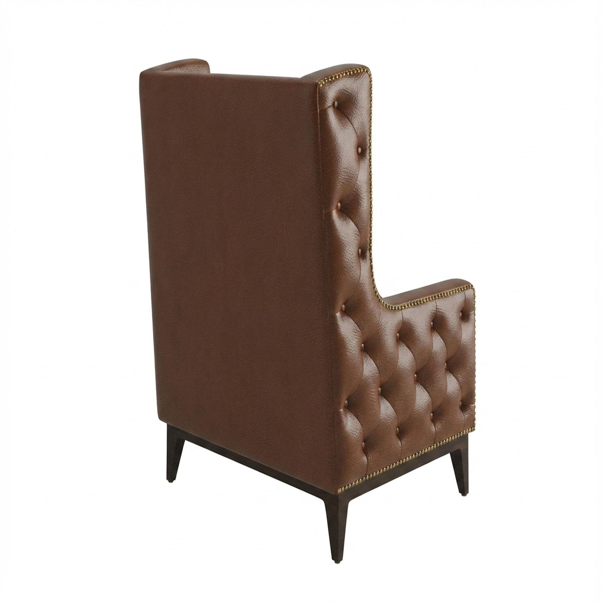 Tasha Tufted Accent Chair, Coco Walnut Legs Premium Rust orange Upholstery