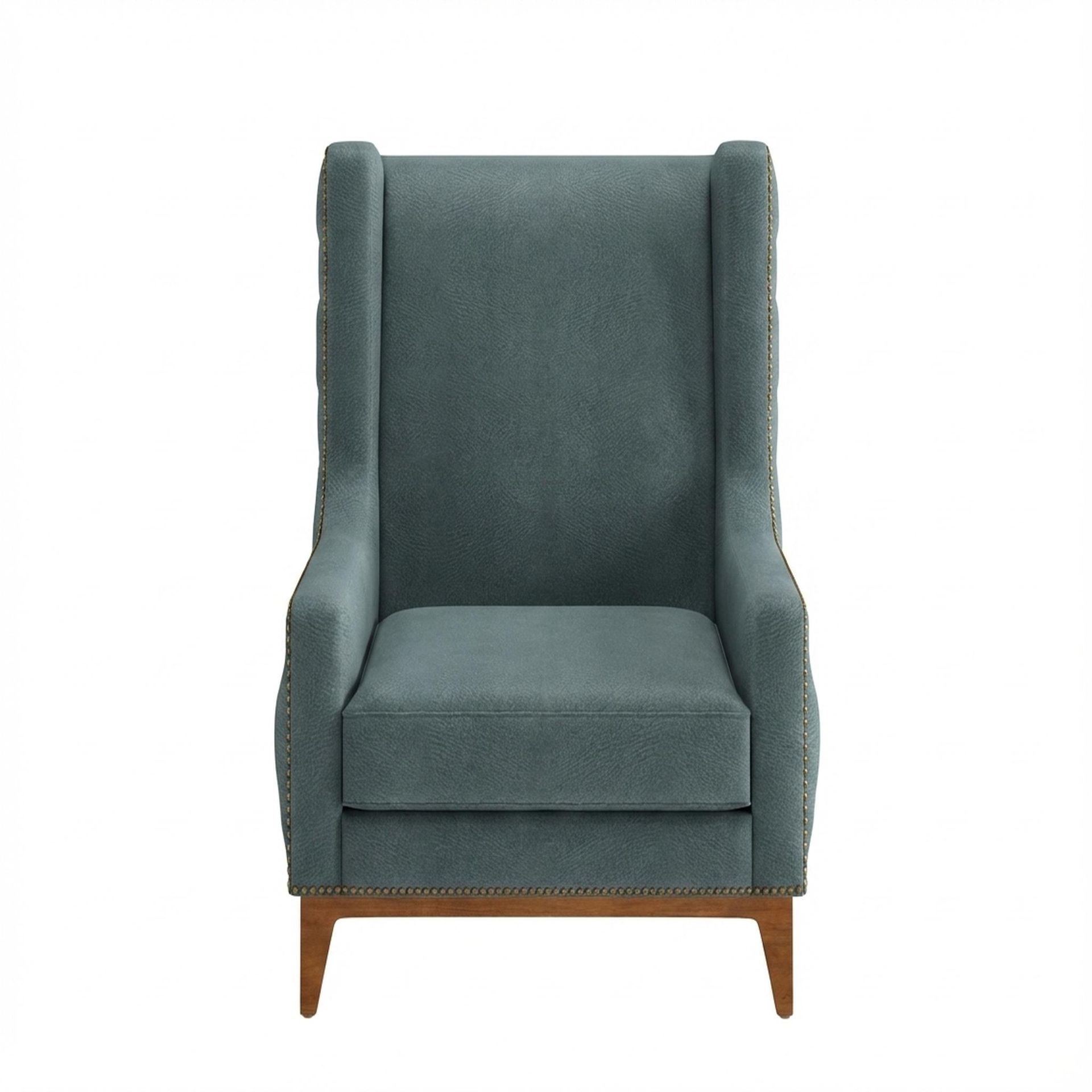 Tasha Tufted Accent Chair, Warm Cedar Legs Essential Teal Mist Upholstery