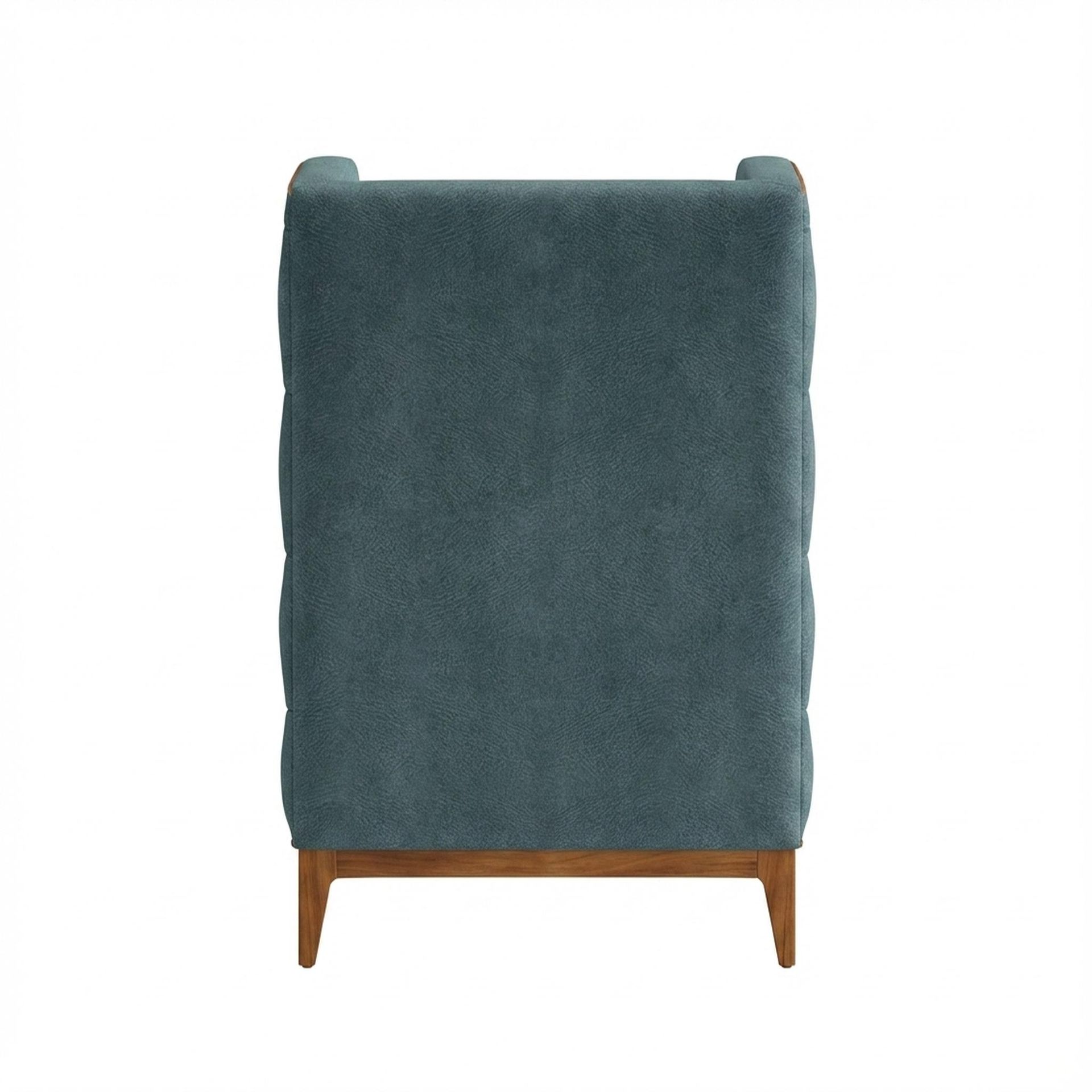 Tasha Tufted Accent Chair, Warm Cedar Legs Essential Teal Mist Upholstery