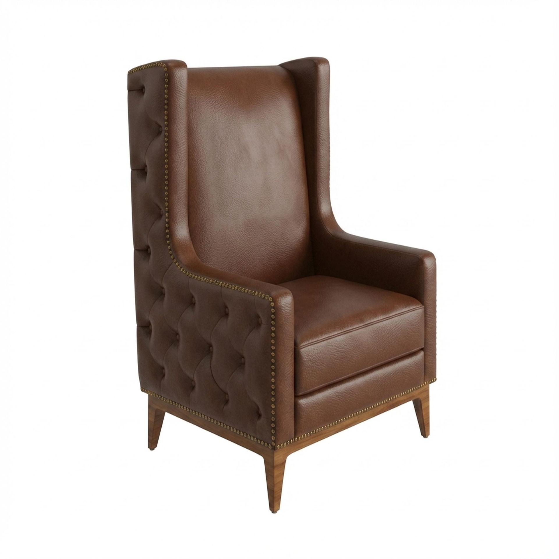 Tasha Tufted Accent Chair, Warm Cedar Legs Premium Rust orange Upholstery