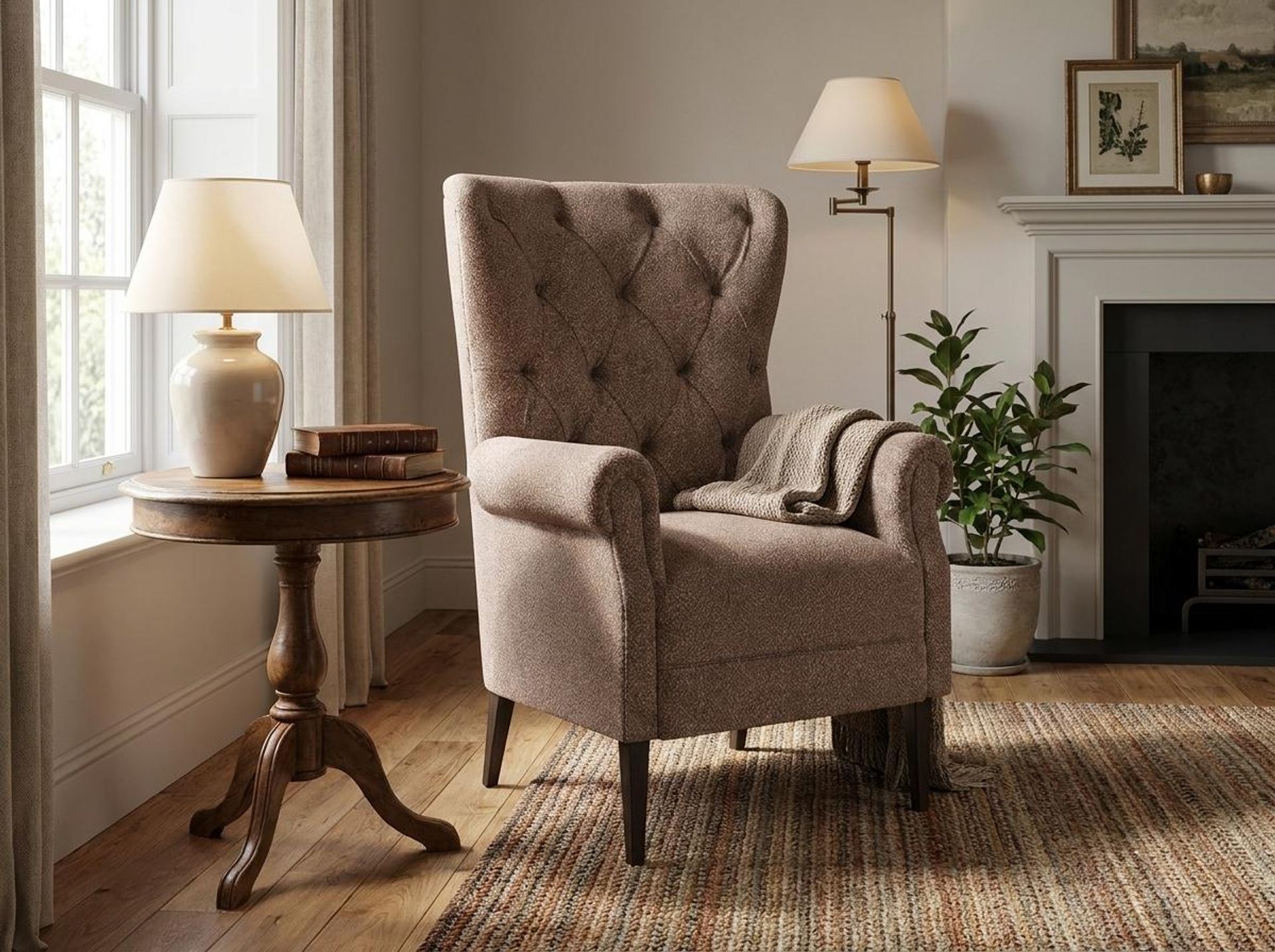 Willow Accent Chair, Coco Walnut Legs Essential Ballet Slipper Upholstery
