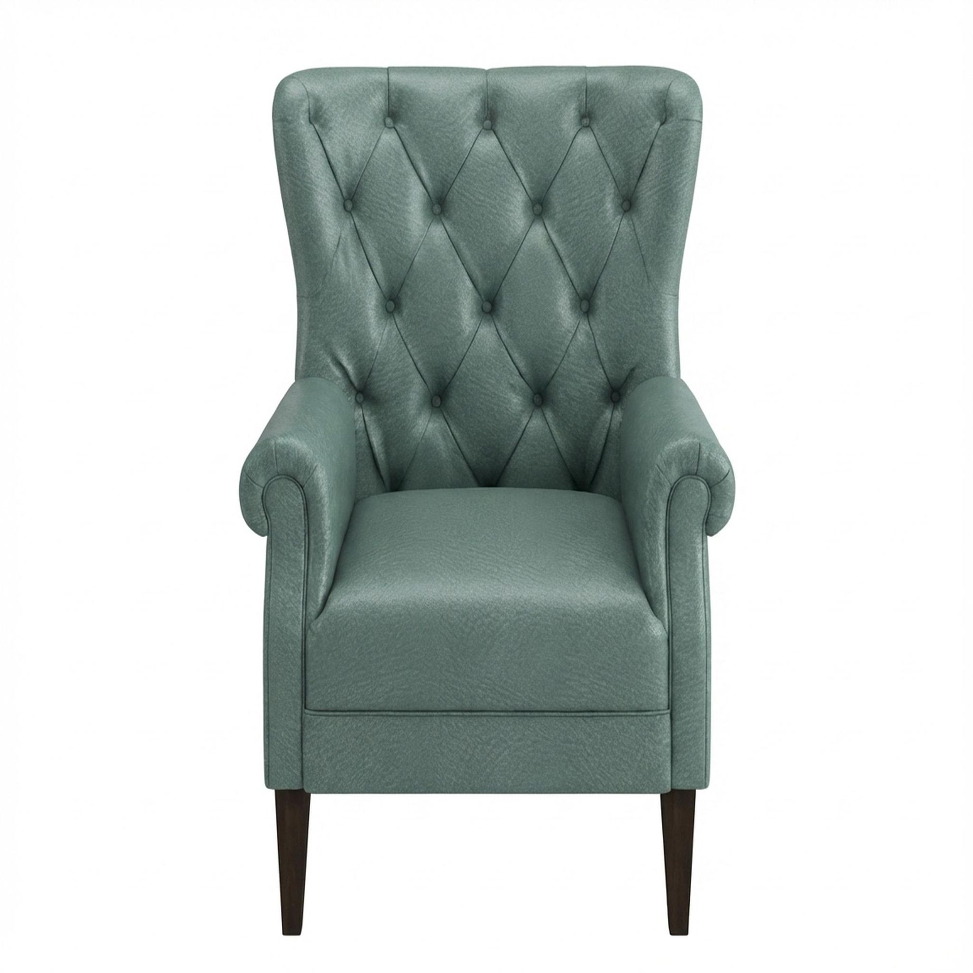 Willow Accent Chair, Coco Walnut Legs Premium Mint Green Upholstery