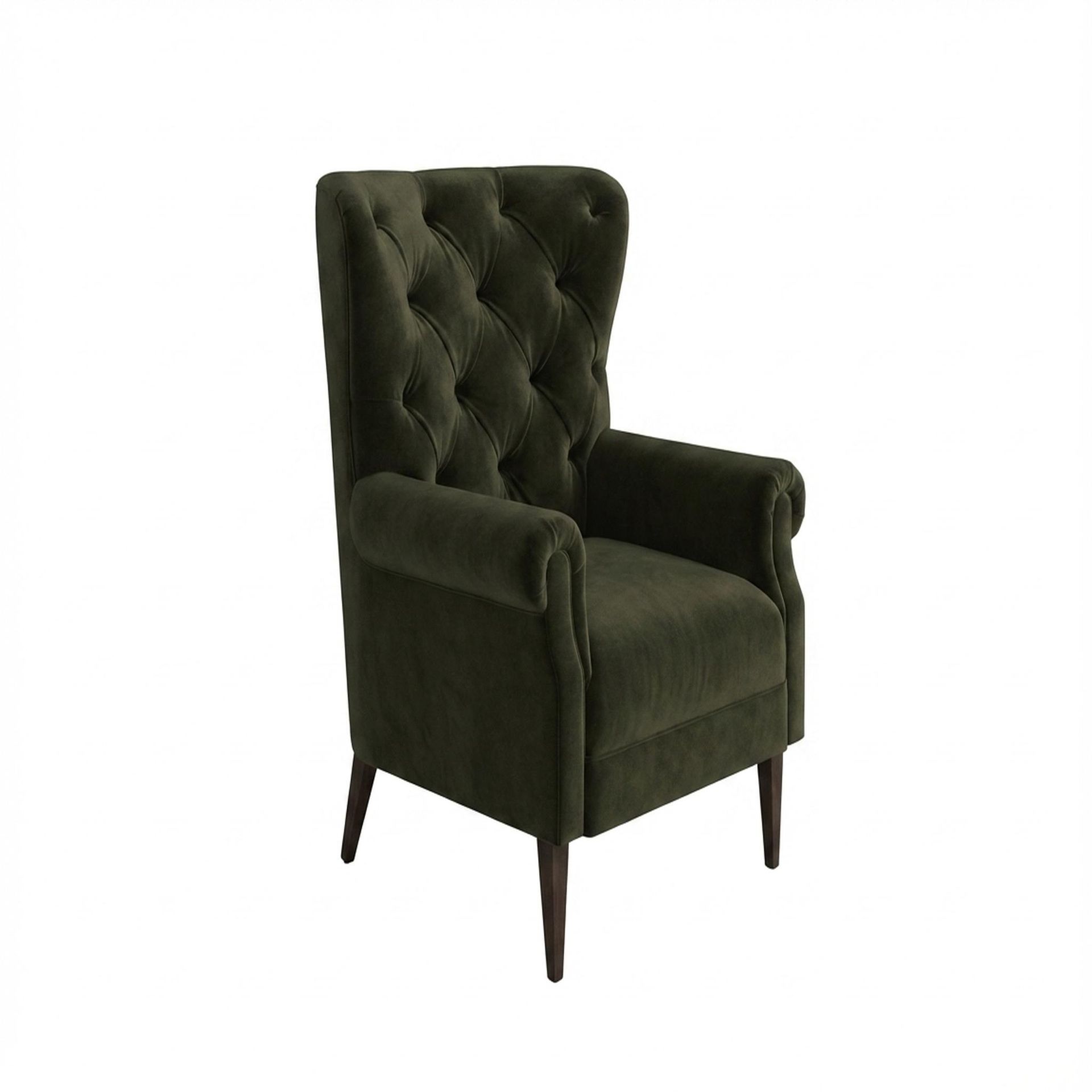 Willow Accent Chair, Coco Walnut Legs Premium Emerald Upholstery