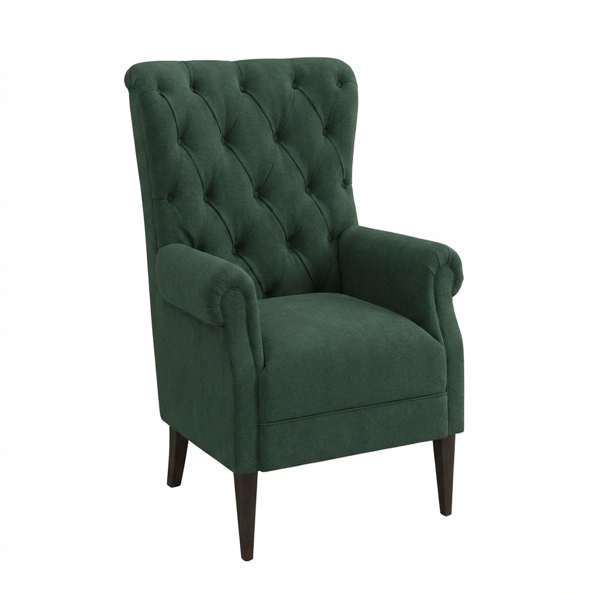 Willow Accent Chair, Coco Walnut Legs Premium Powder green Upholstery