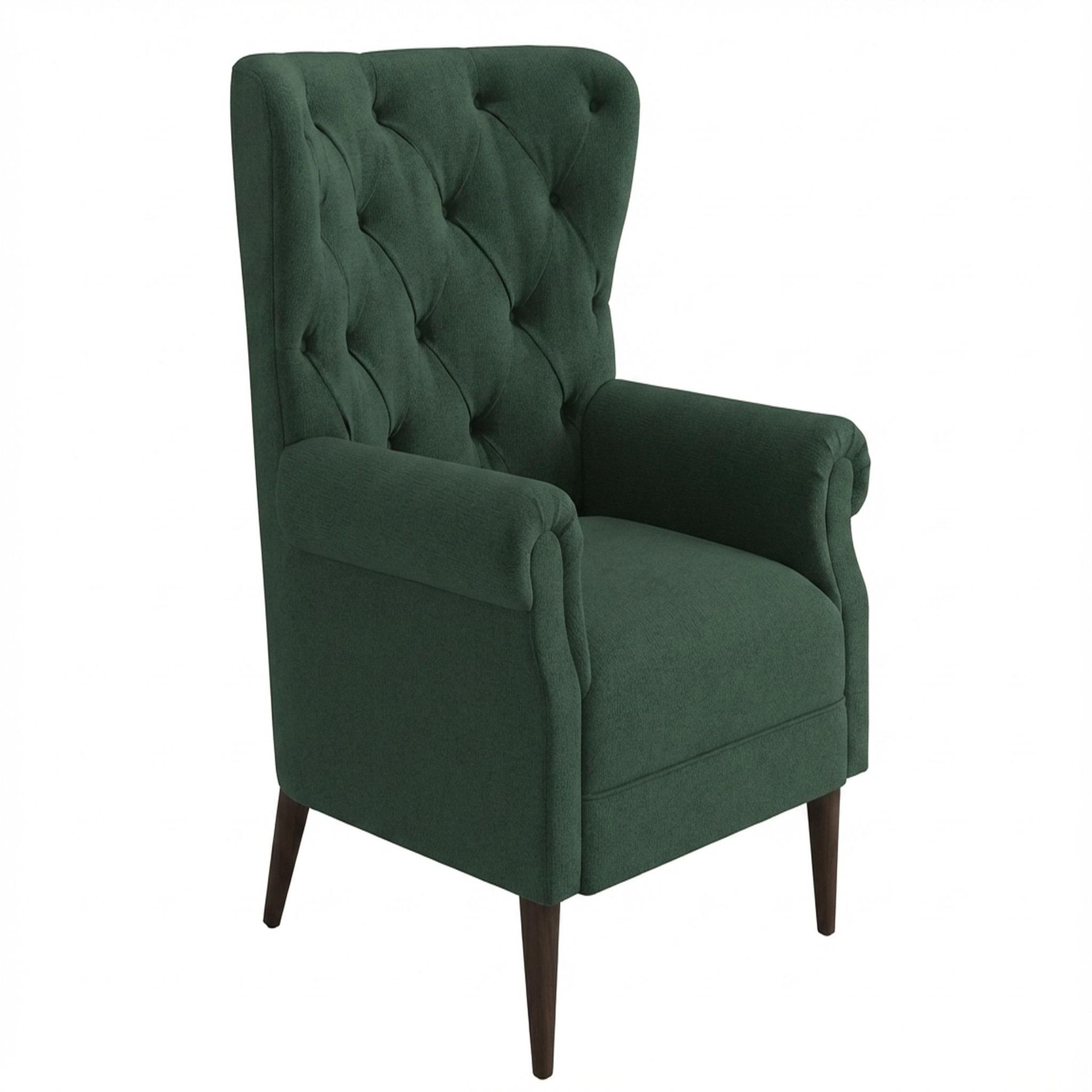 Willow Accent Chair, Coco Walnut Legs Premium Powder green Upholstery