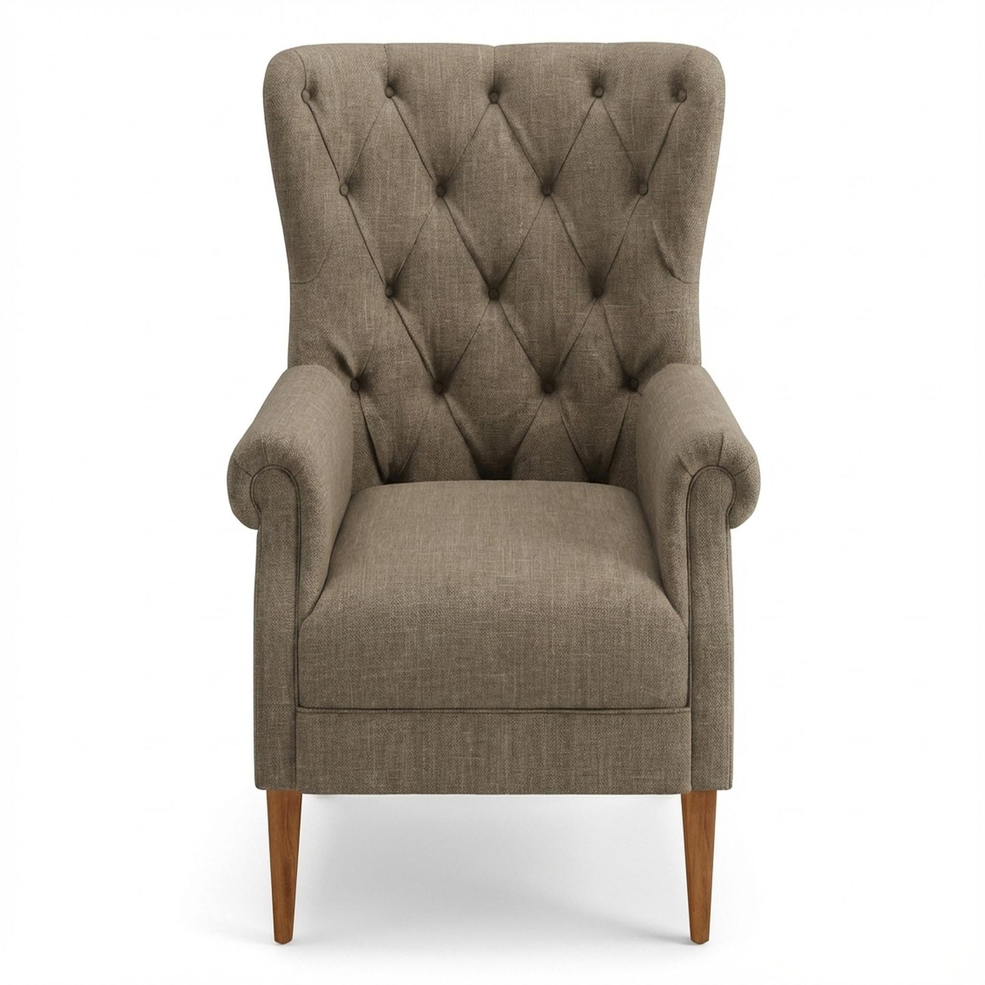 Willow Accent Chair, Warm Cedar Legs Premium Dusky Biege Upholstery