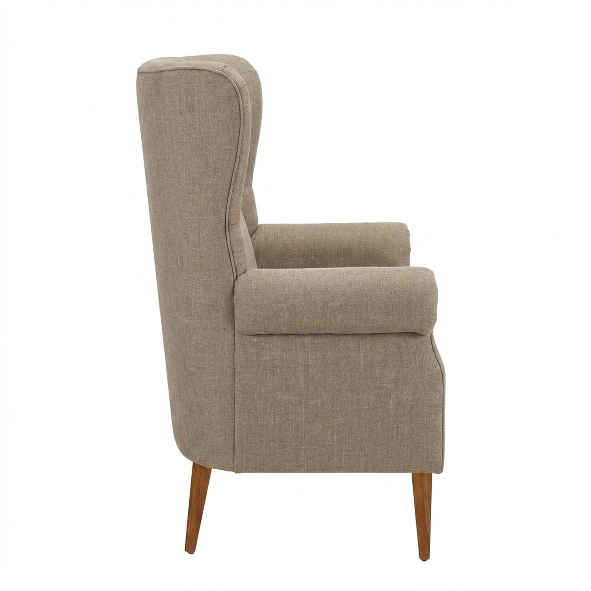 Willow Accent Chair, Warm Cedar Legs Premium Dusky Biege Upholstery
