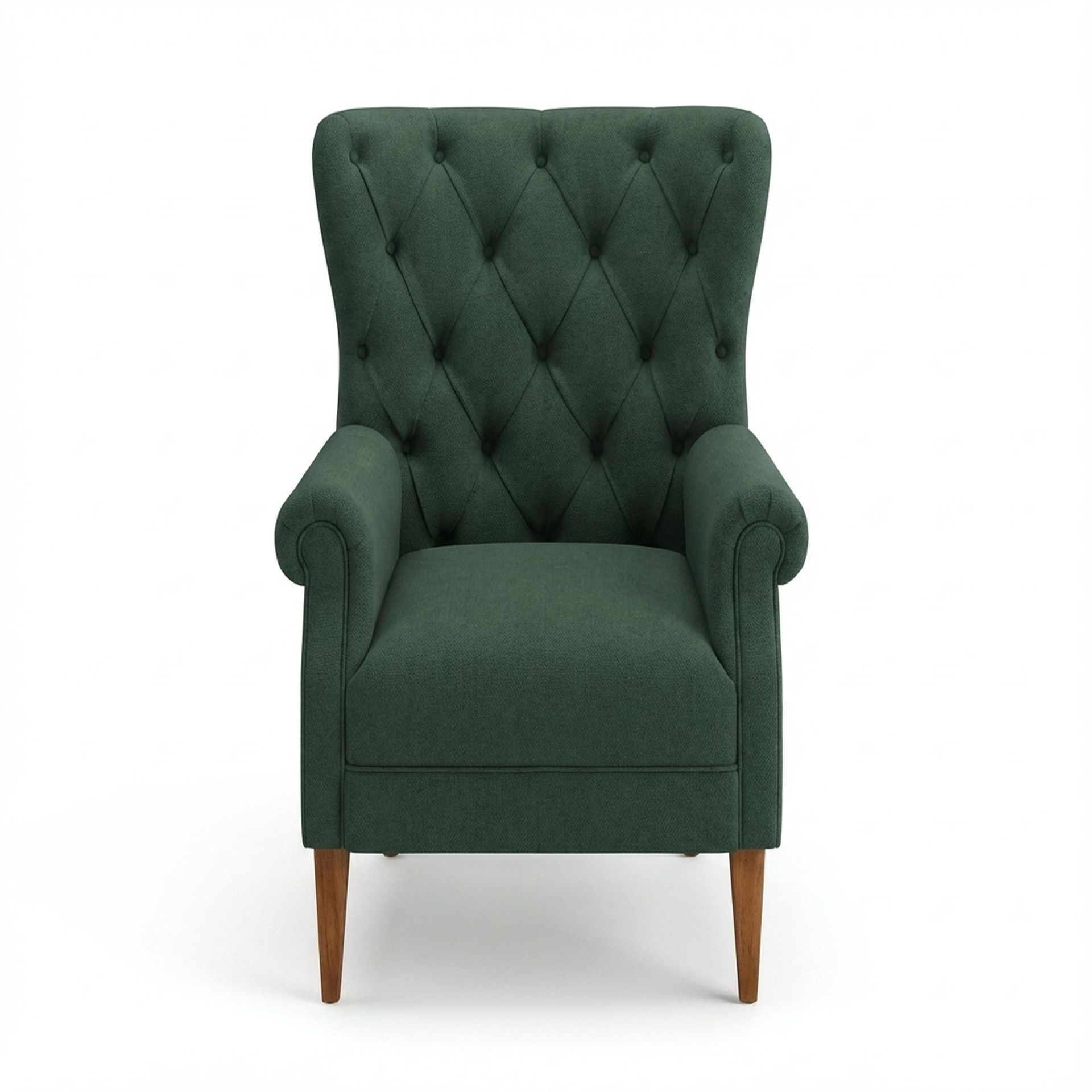 Willow Accent Chair, Warm Cedar Legs Premium Powder green Upholstery