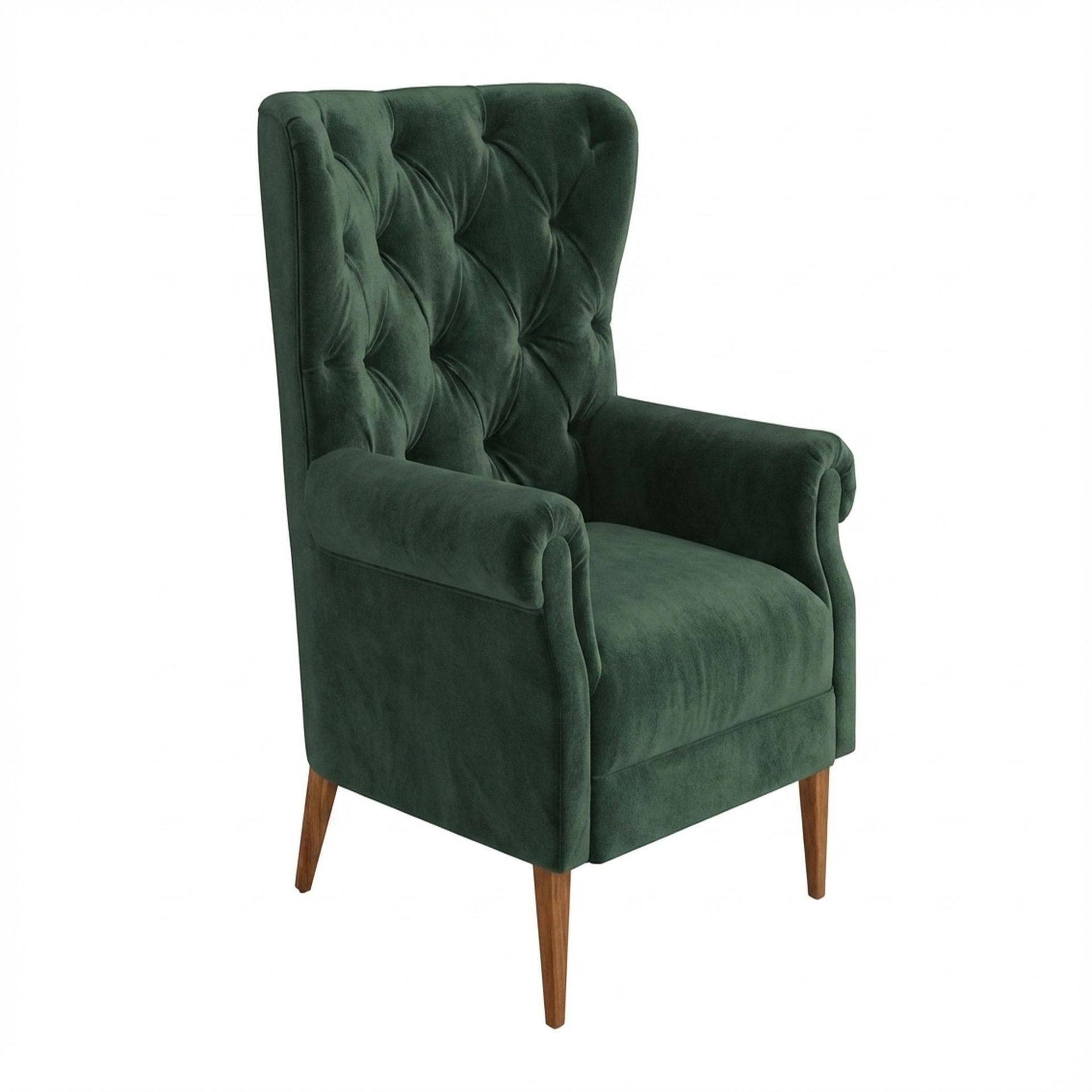 Willow Accent Chair, Warm Cedar Legs Premium Powder green Upholstery
