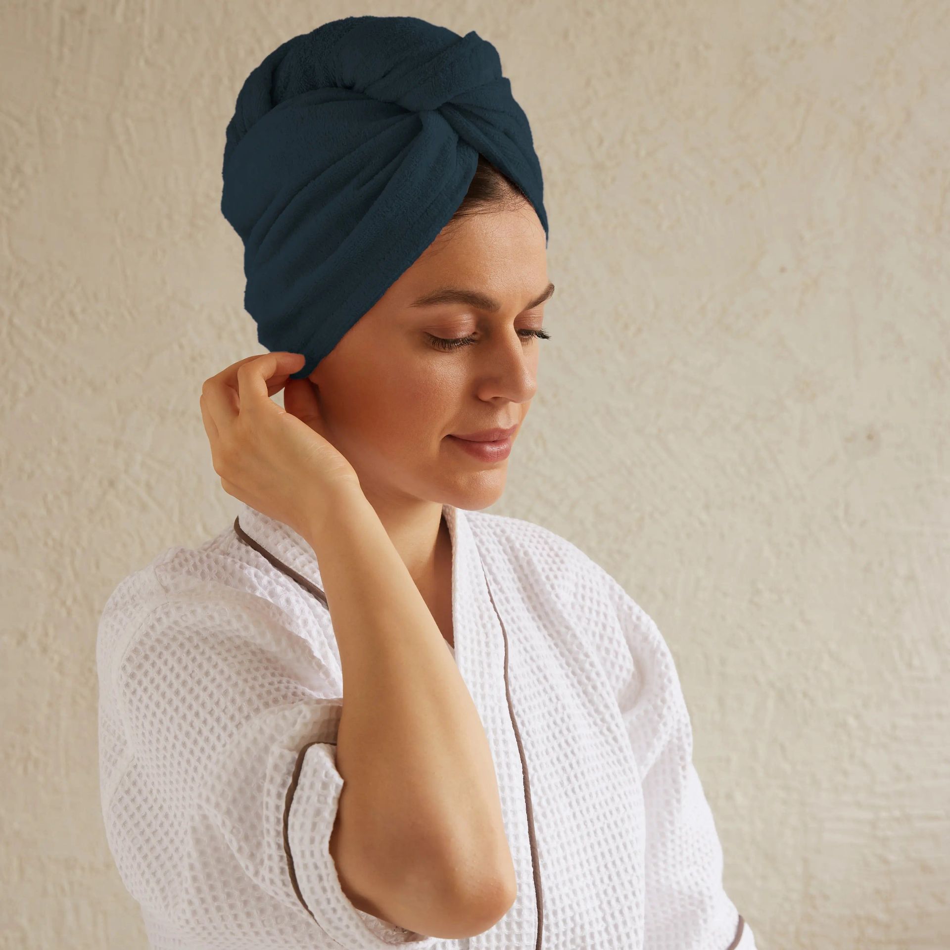 test-solid Dyed 360 GSM 100% Cotton Navy Blue One Size Head Wrap | Paleto