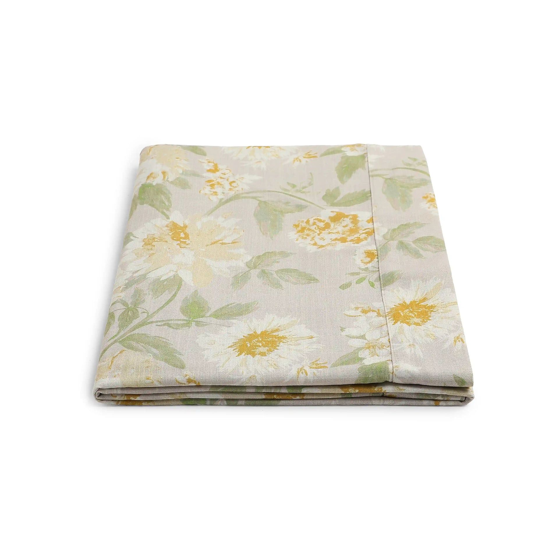 Floral 321 GSM 85% Polyester Yellow 6 Seater Table Cloth | Kaleida