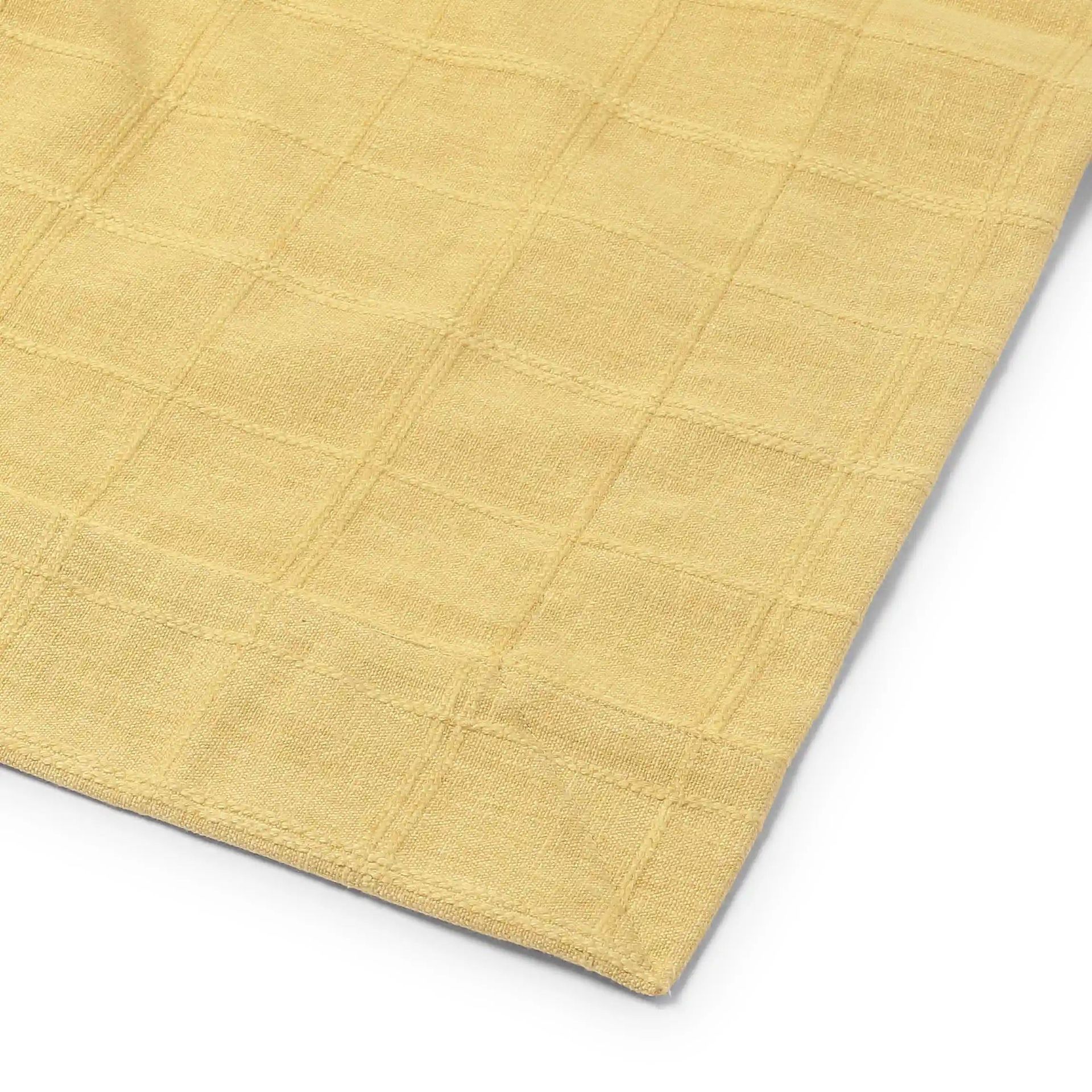 Solid Dyed 355 GSM 50% Cotton Yellow 6 Seater Table Cloth | Kaleida