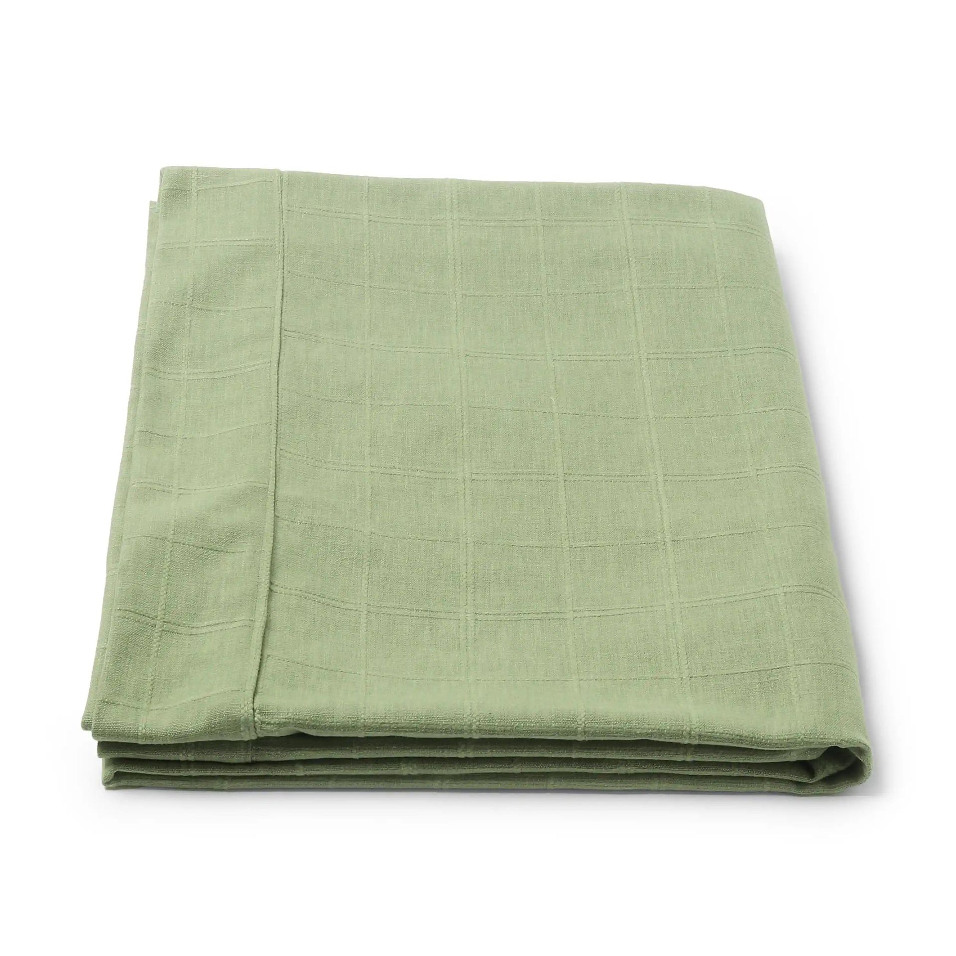 Solid Dyed 355 GSM 50% Cotton Green 6 Seater Table Cloth | Kaleida