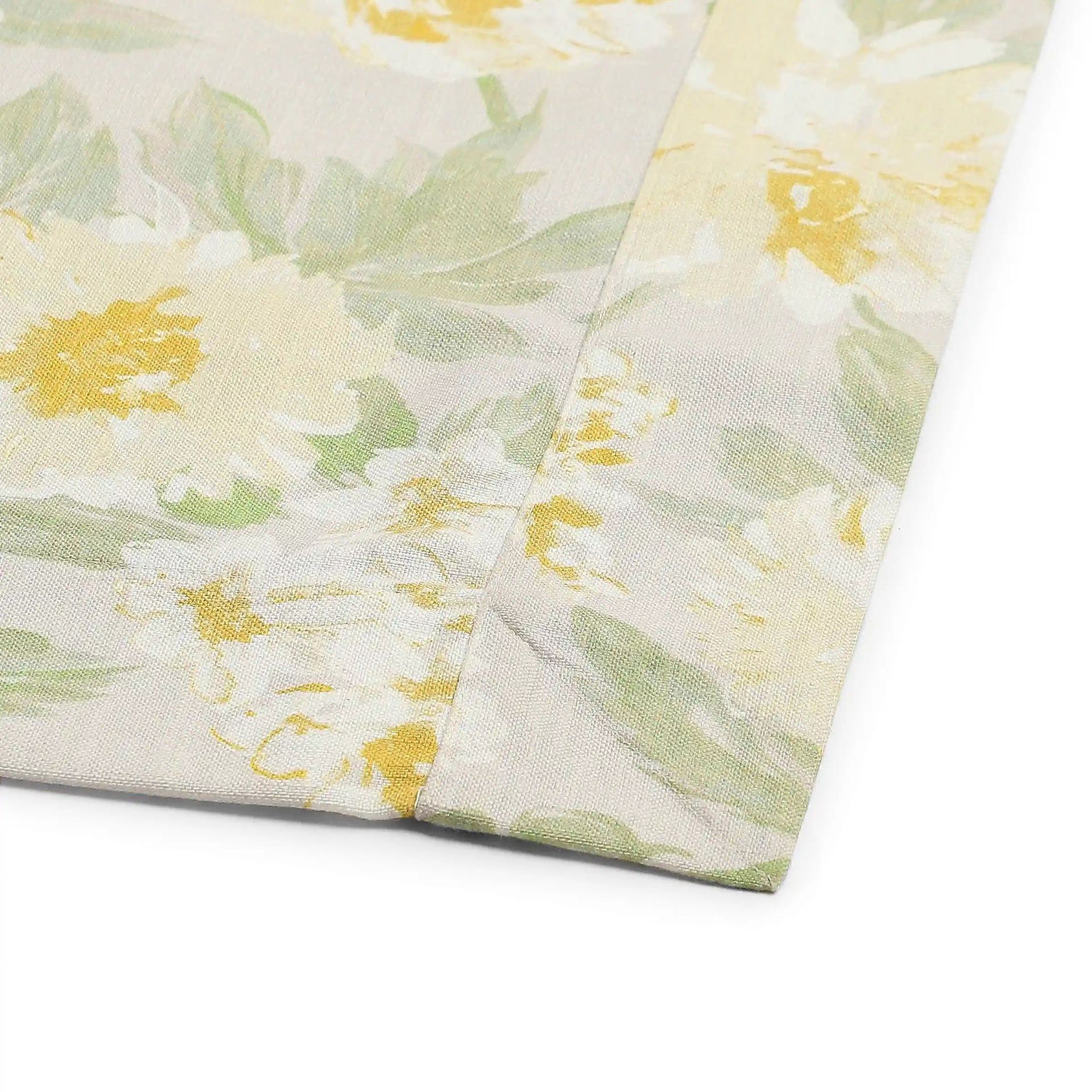 Floral 321 GSM 85% Polyester Yellow 4 Seater Table Cloth | Kaleida