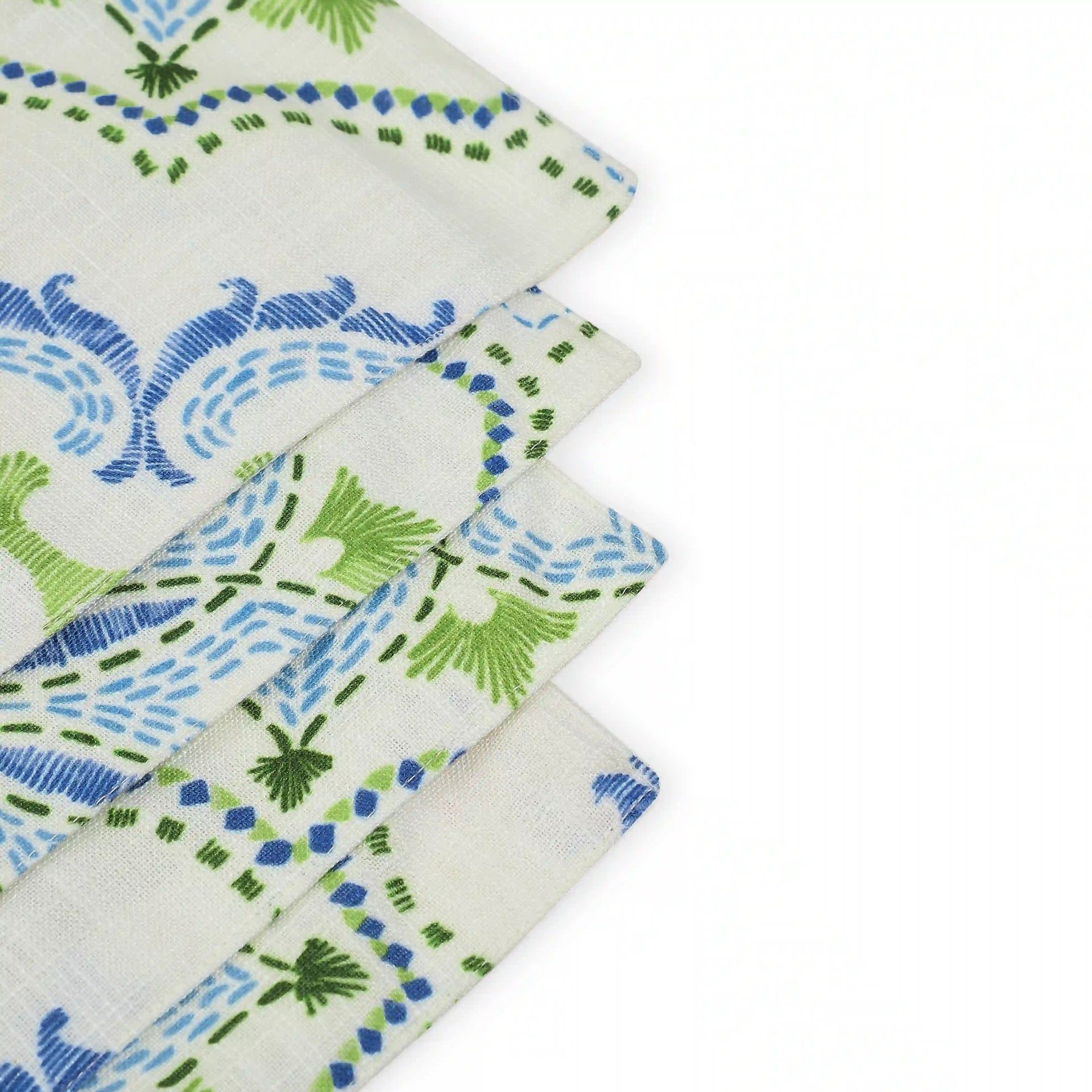 Ethnic 319 GSM 100% Polyester Blue Set of 4 Table Mat | Nonna's Home
