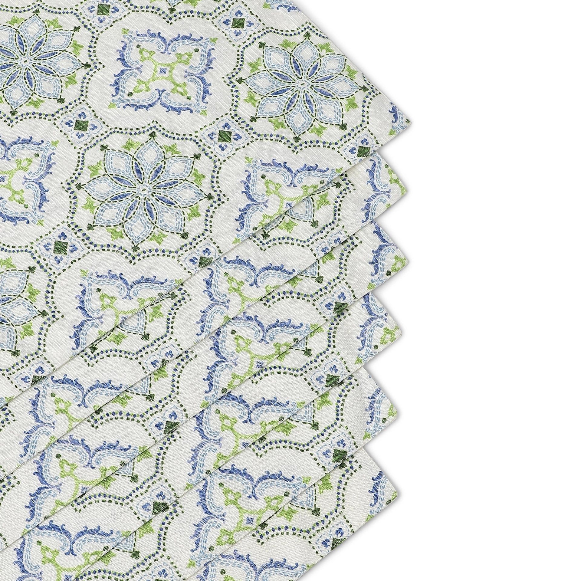 Ethnic 319 GSM 100% Polyester Blue Set of 6 Table Mat | Nonna's Home