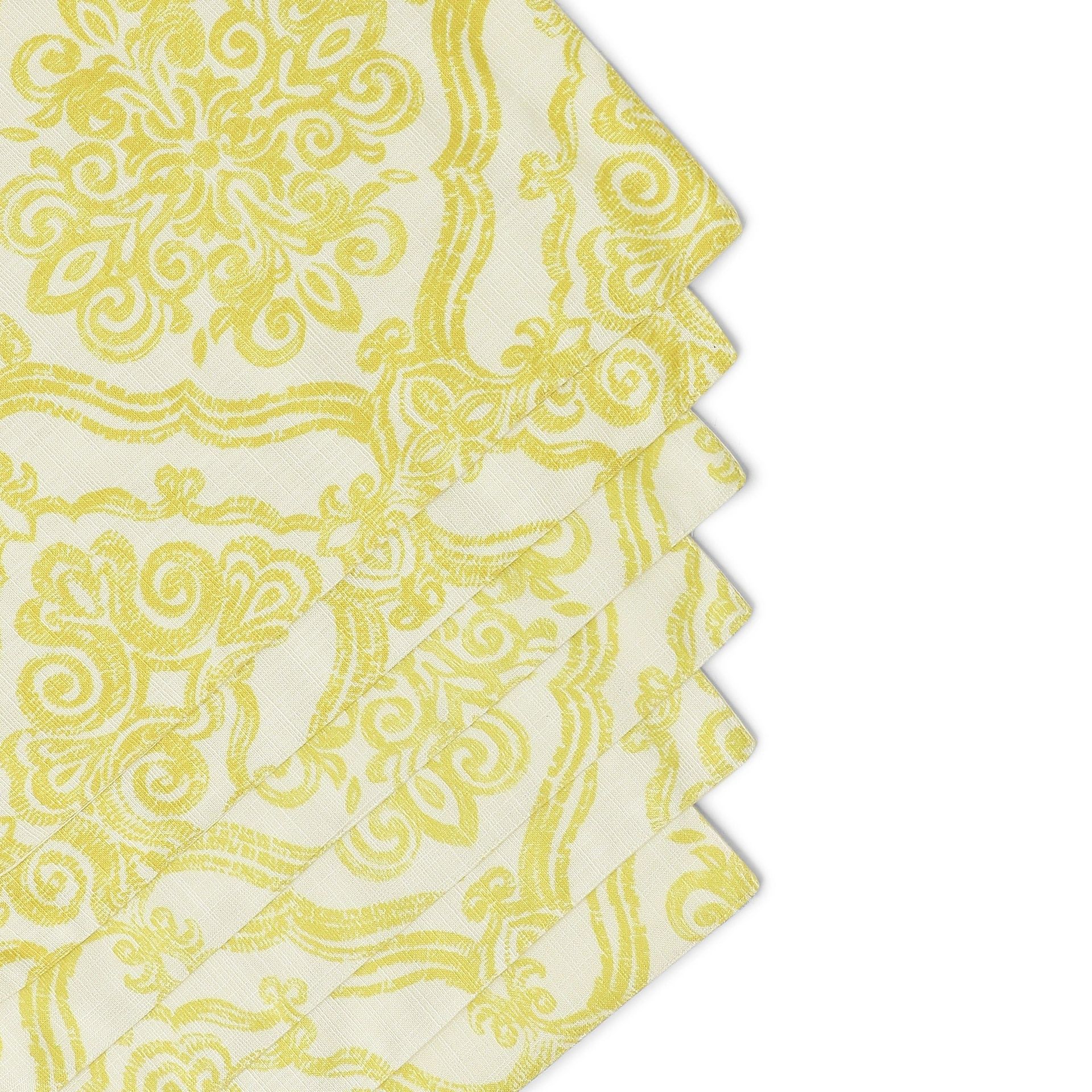 Ethnic 319 GSM 100% Polyester Yellow Set of 6 Table Mat | Nonna's Home