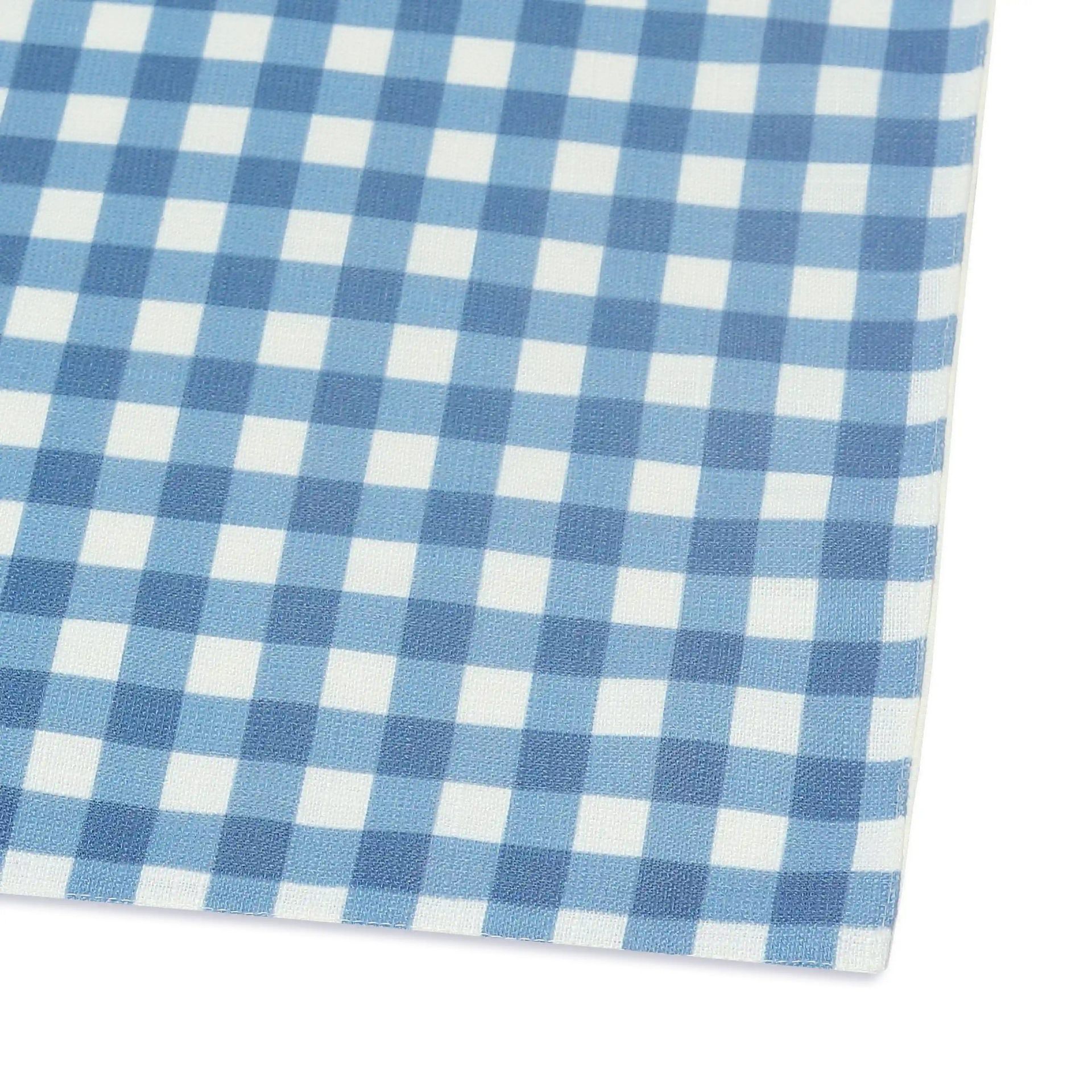 Big Gingham 319 GSM 100% Polyester Blue Table Runner | Nonna's Home