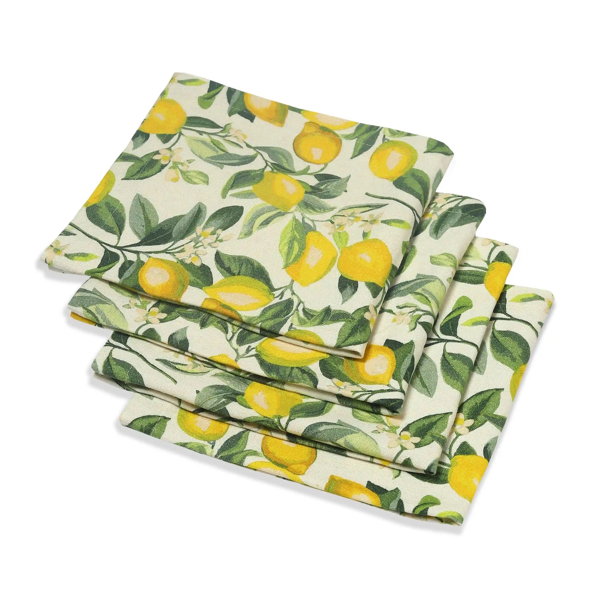 Tropical 280 GSM 100% Cotton Yellow Set of 4 Table Napkin | Nonna's Home