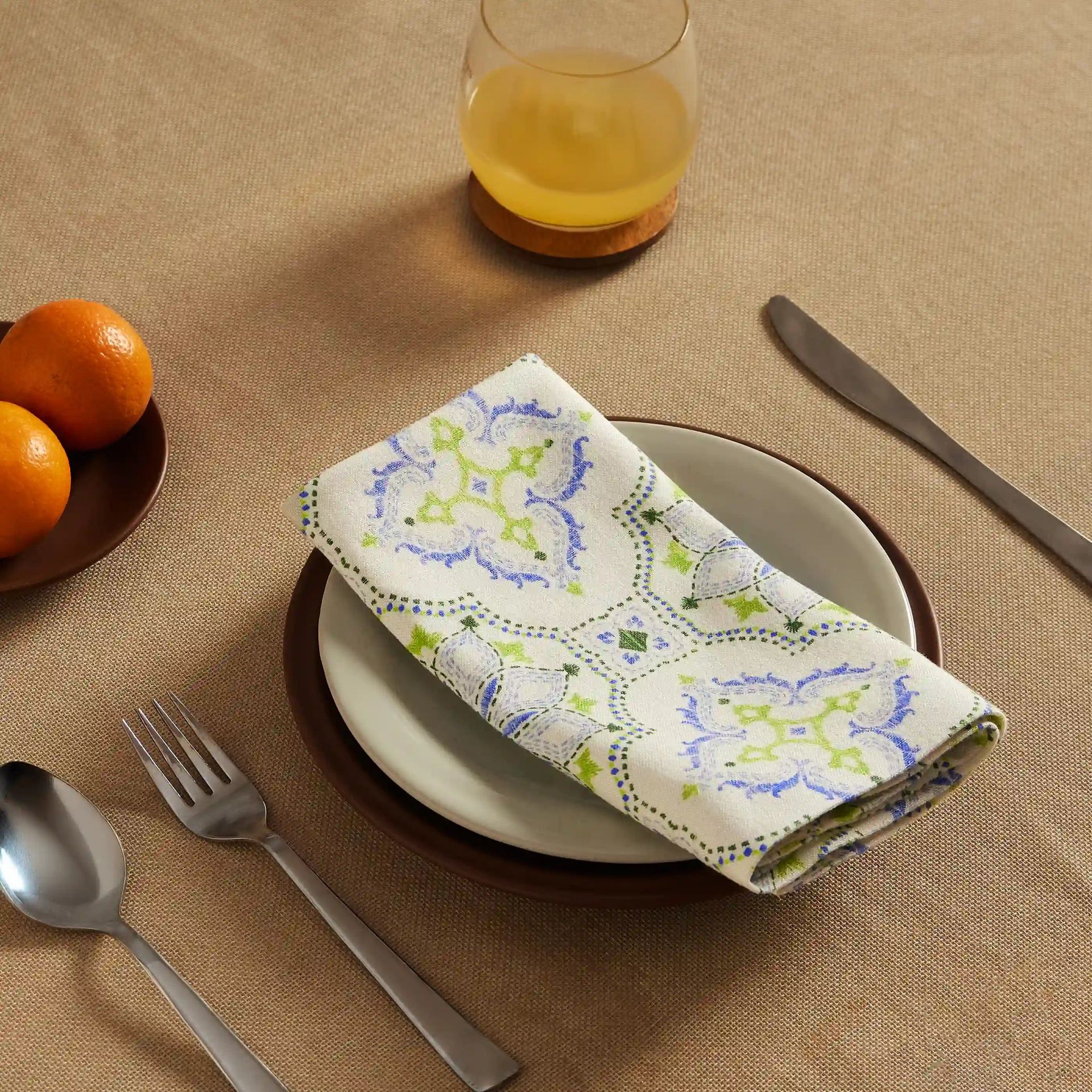 Ethnic 280 GSM 100% Cotton Blue Set of 4 Table Napkin | Nonna's Home
