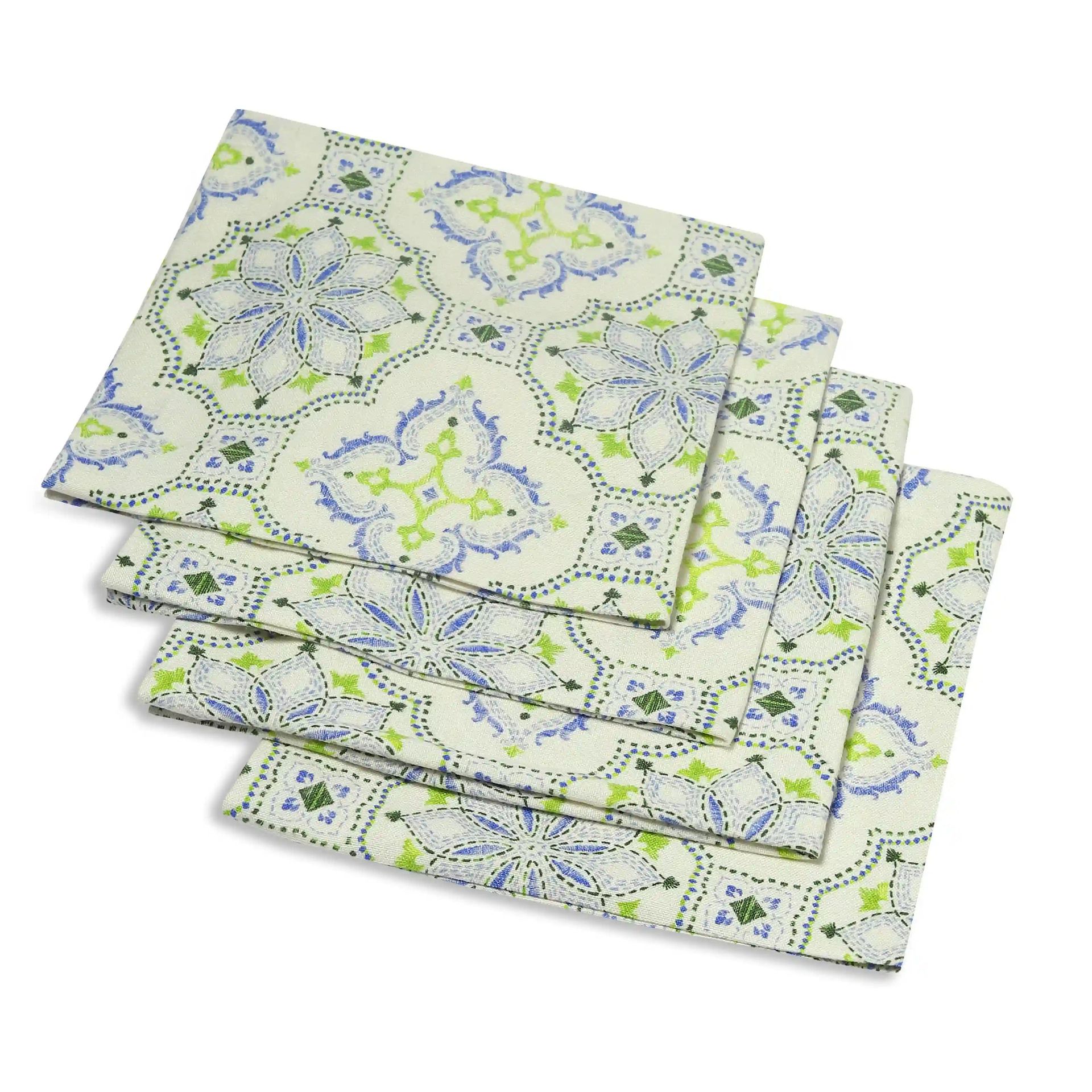 Ethnic 280 GSM 100% Cotton Blue Set of 4 Table Napkin | Nonna's Home