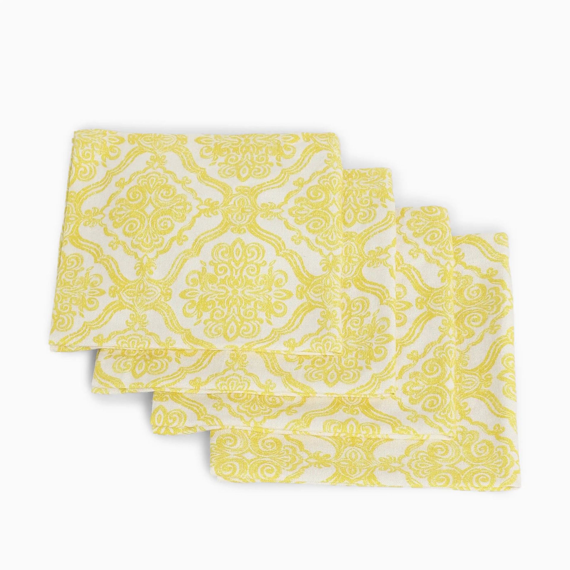 Ethnic 280 GSM 100% Cotton Yellow Set of 4 Table Napkin | Nonna's Home