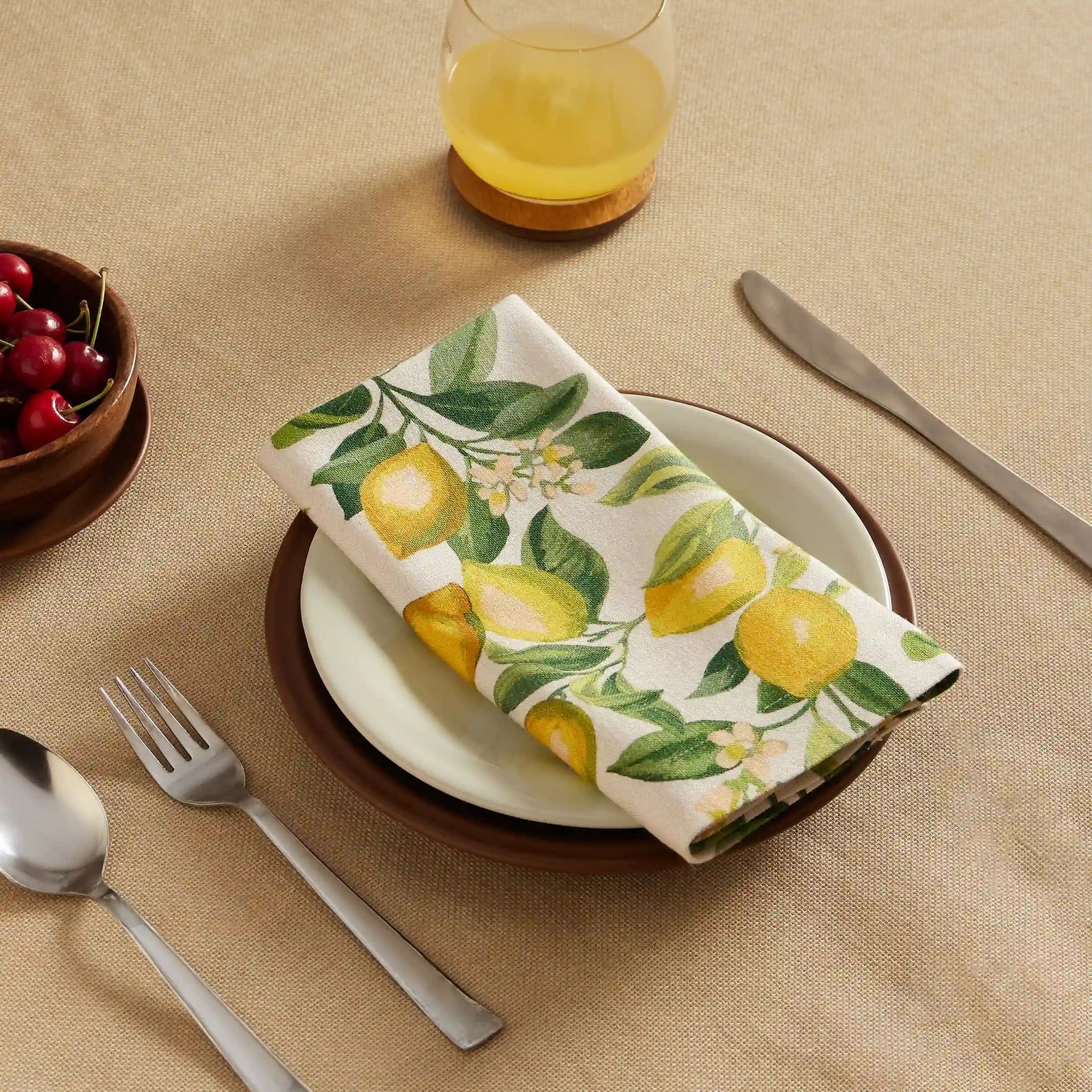 Tropical 280 GSM 100% Cotton Yellow Set of 6 Table Napkin | Nonna's Home