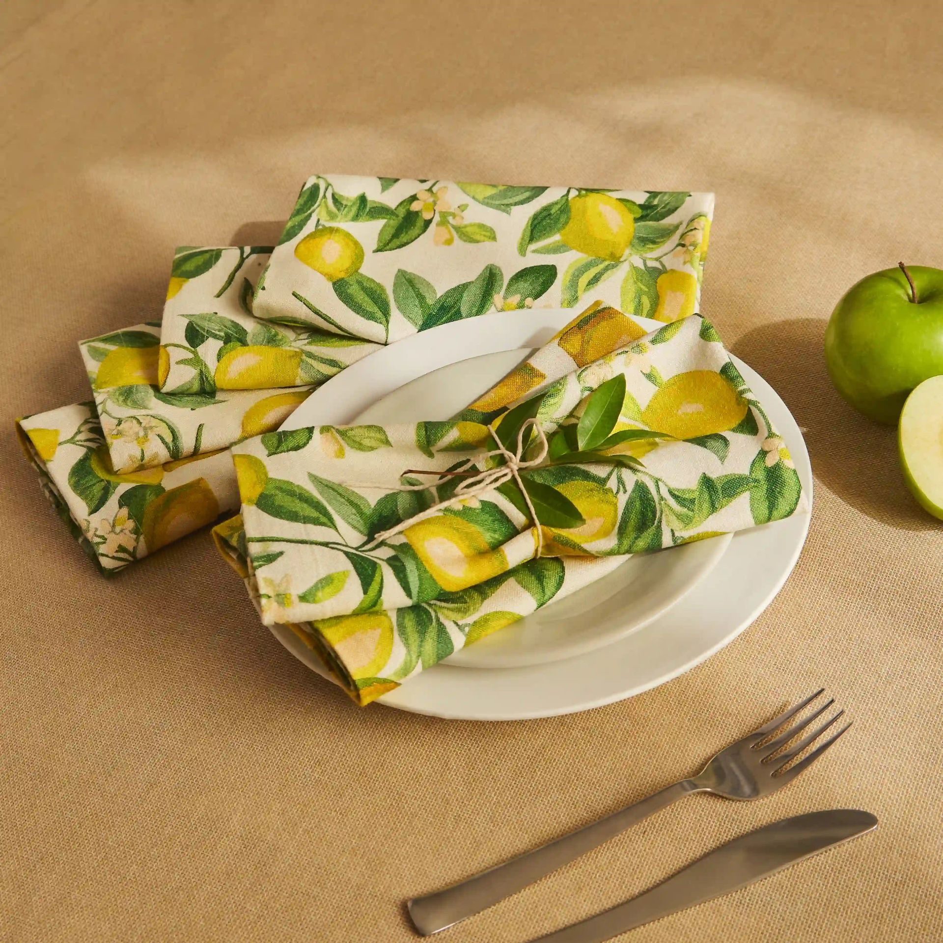 Tropical 280 GSM 100% Cotton Yellow Set of 6 Table Napkin | Nonna's Home