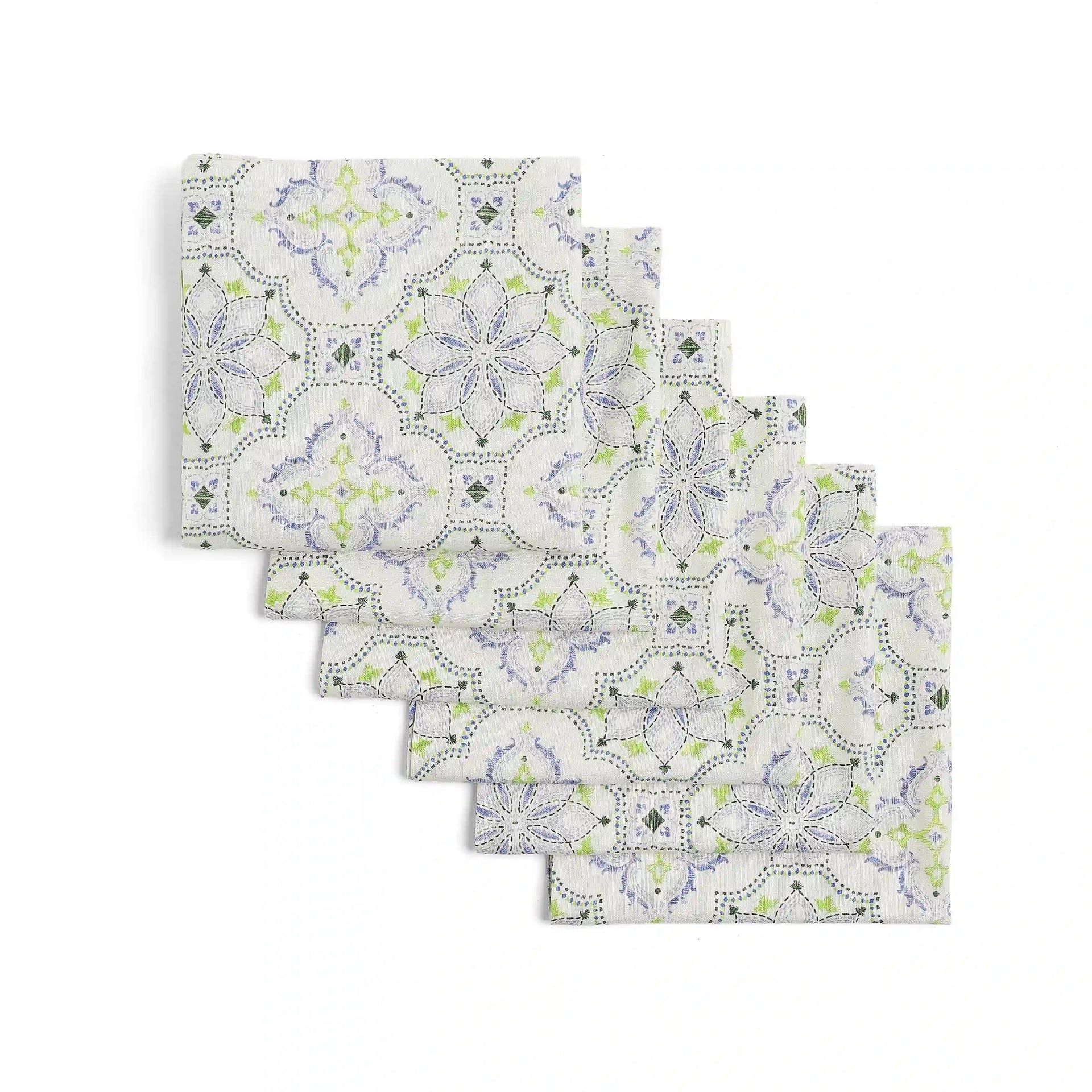 Ethnic 280 GSM 100% Cotton Blue Set of 6 Table Napkin | Nonna's Home