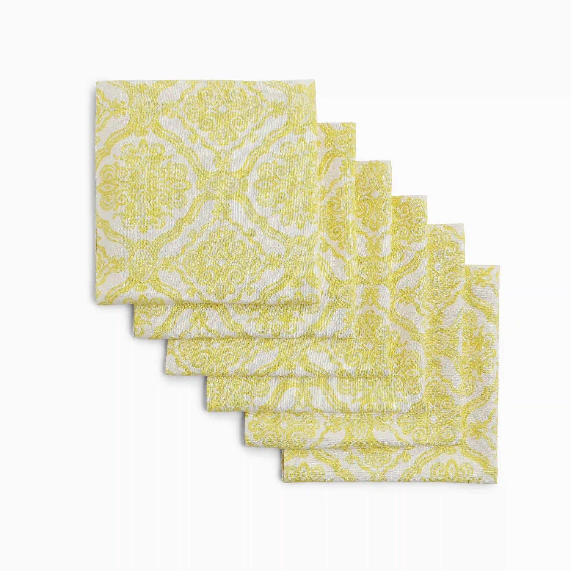 Ethnic 280 GSM 100% Cotton Yellow Set of 6 Table Napkin | Nonna's Home