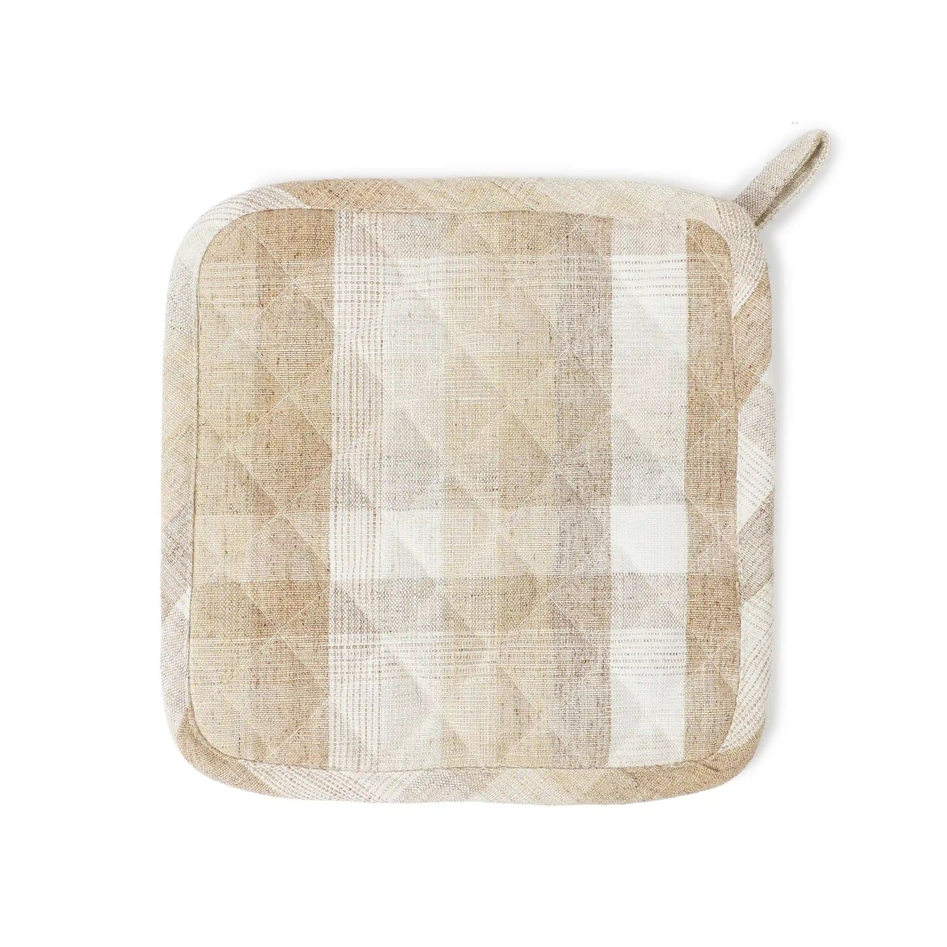 Woven Check Yellow Set of 2 Pot Holder | Kaleida