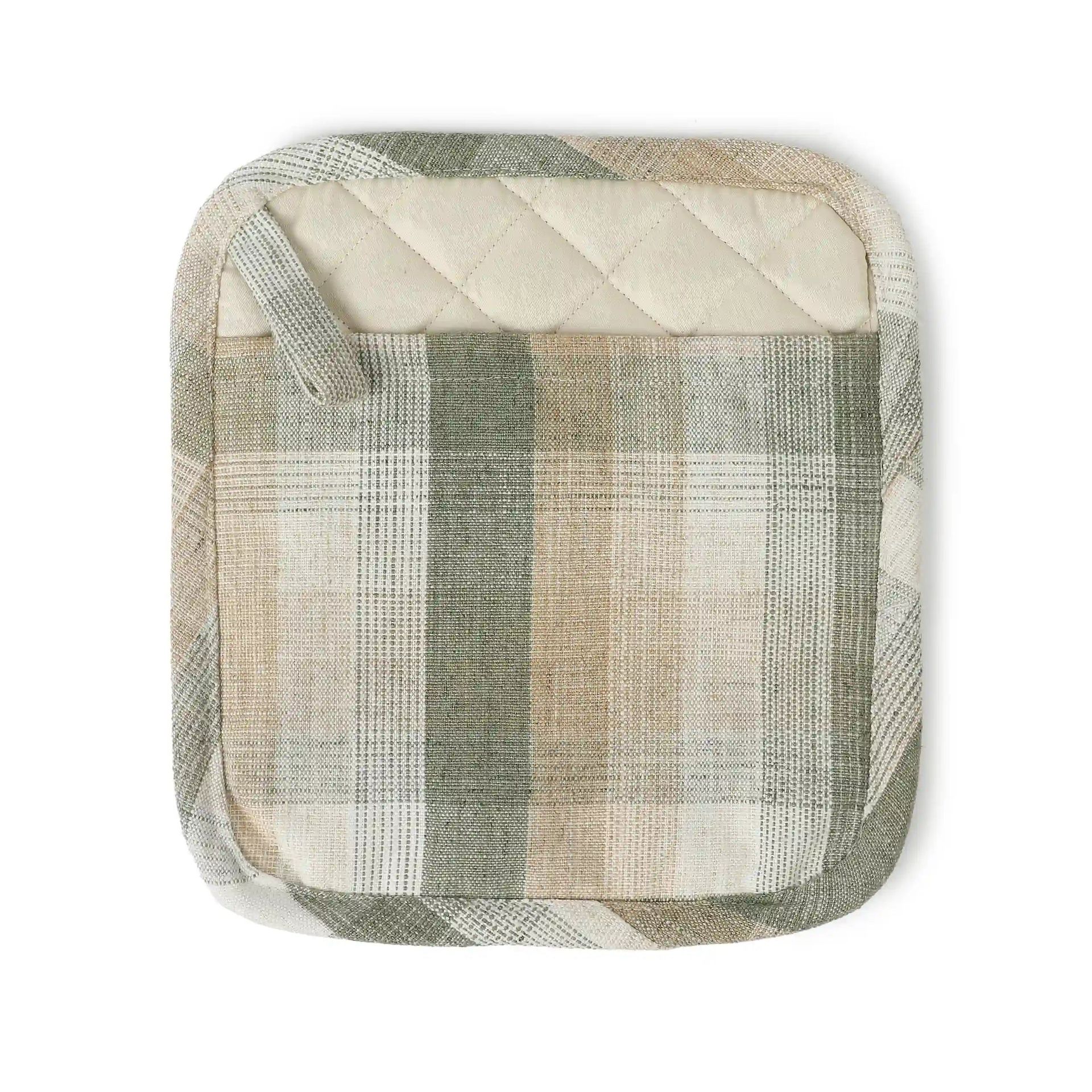 Woven Check Green Set of 2 Pot Holder | Kaleida