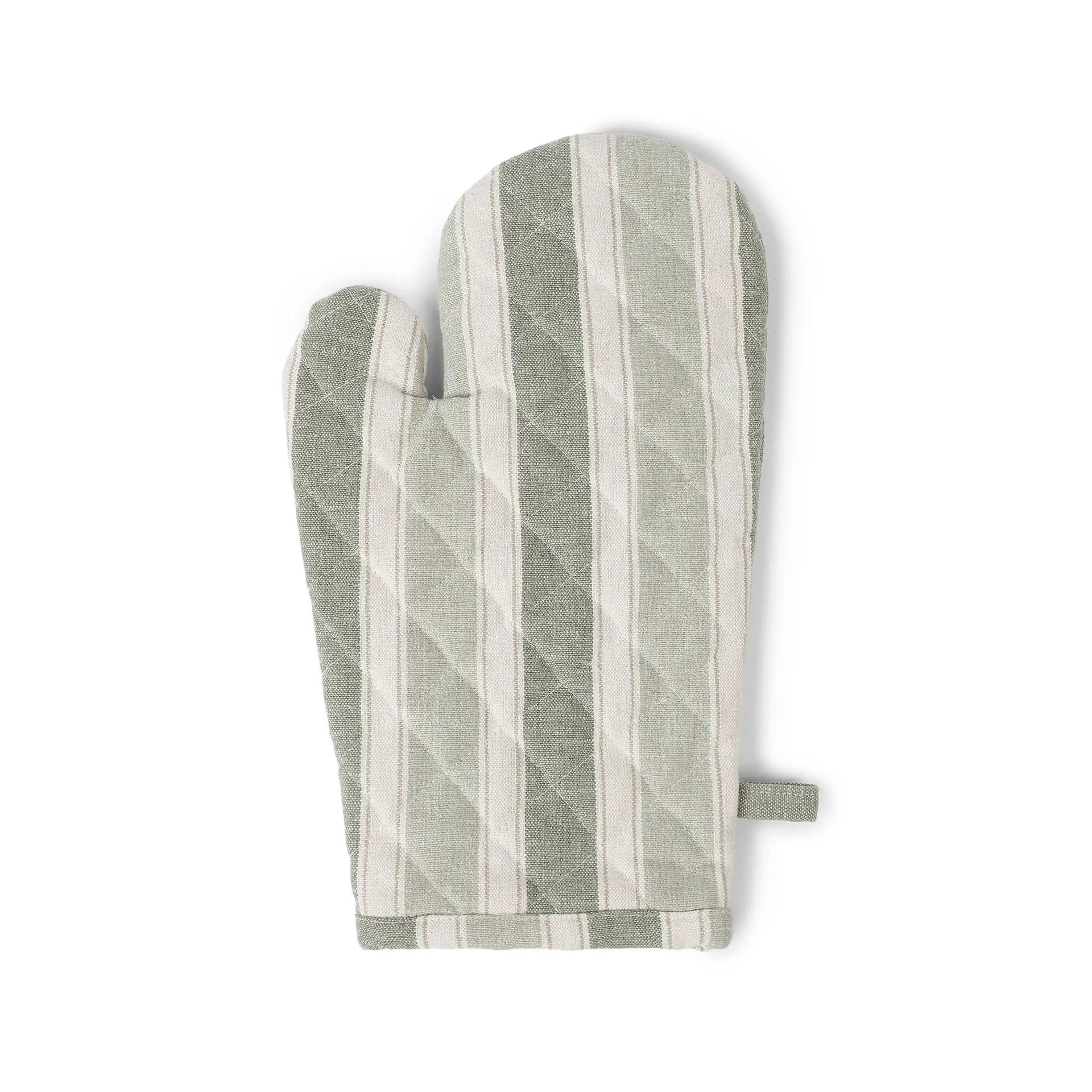 Woven Stripe Green Set of 2 Oven Mitt | Kaleida