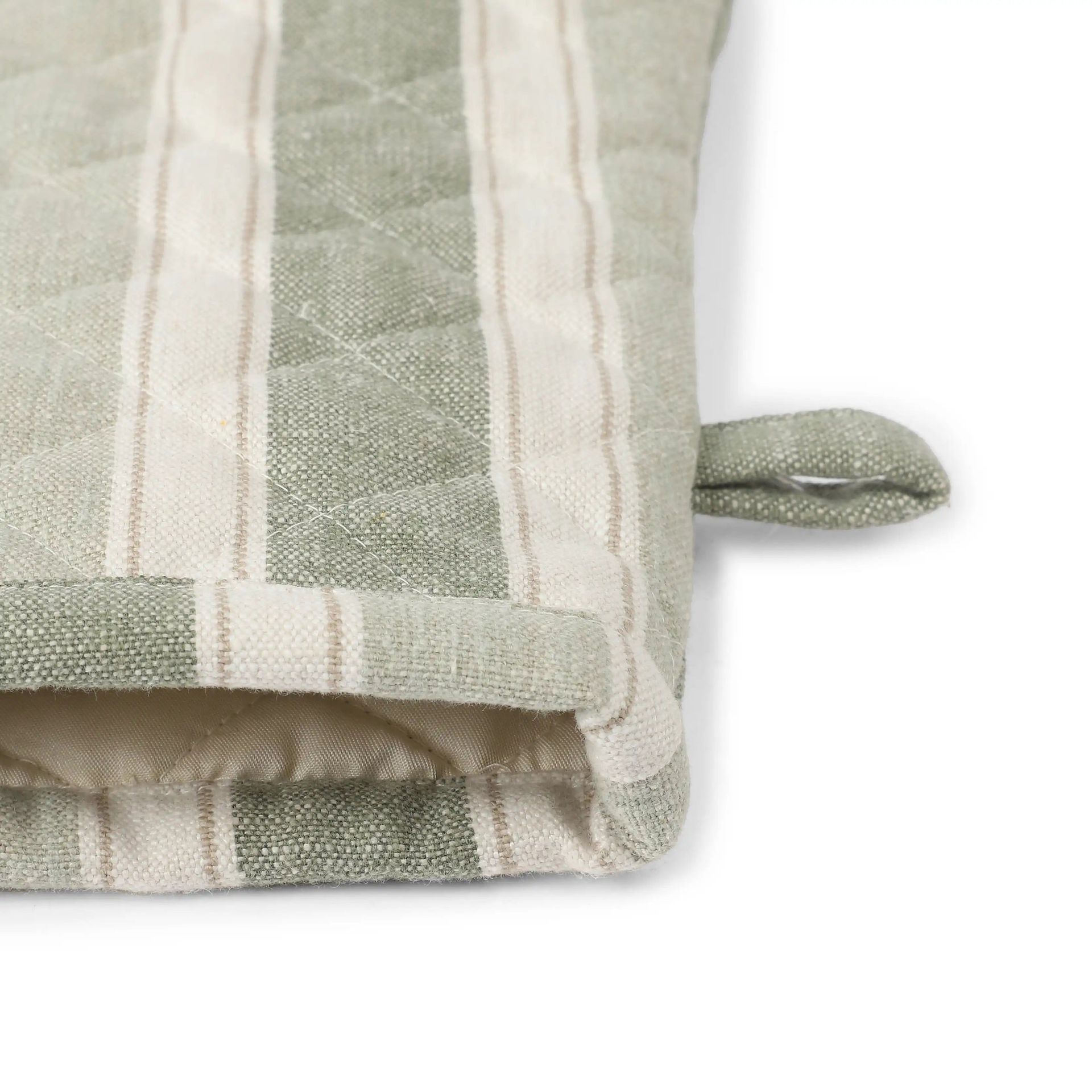 Woven Stripe Green Set of 2 Oven Mitt | Kaleida