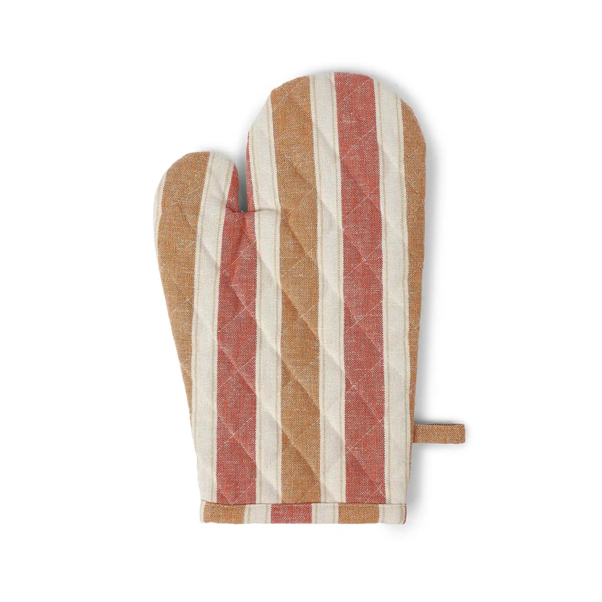 Woven Stripe Red Set of 2 Oven Mitt | Kaleida