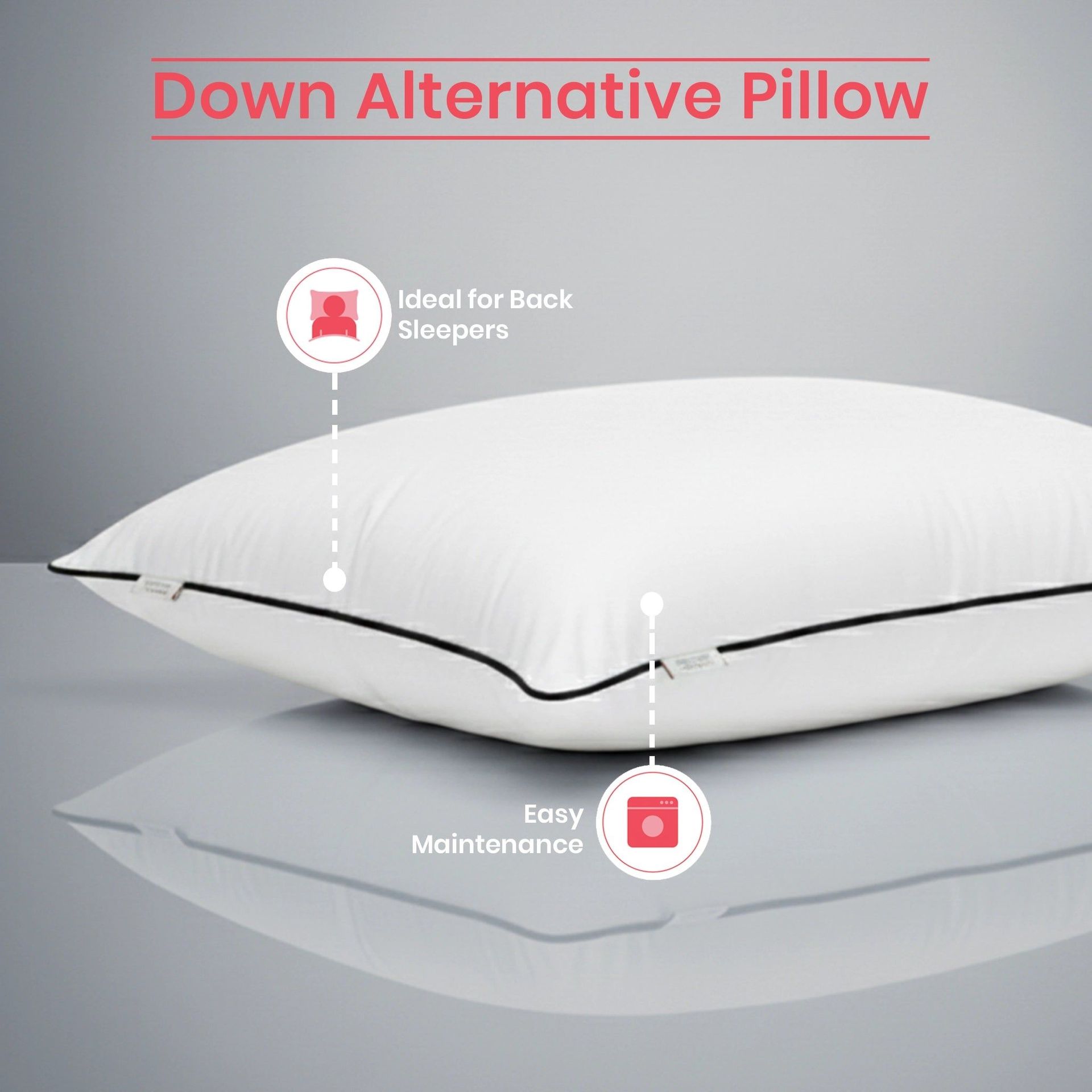 Solid Cord White Down Alternative Pillow | Dandelion Fluff