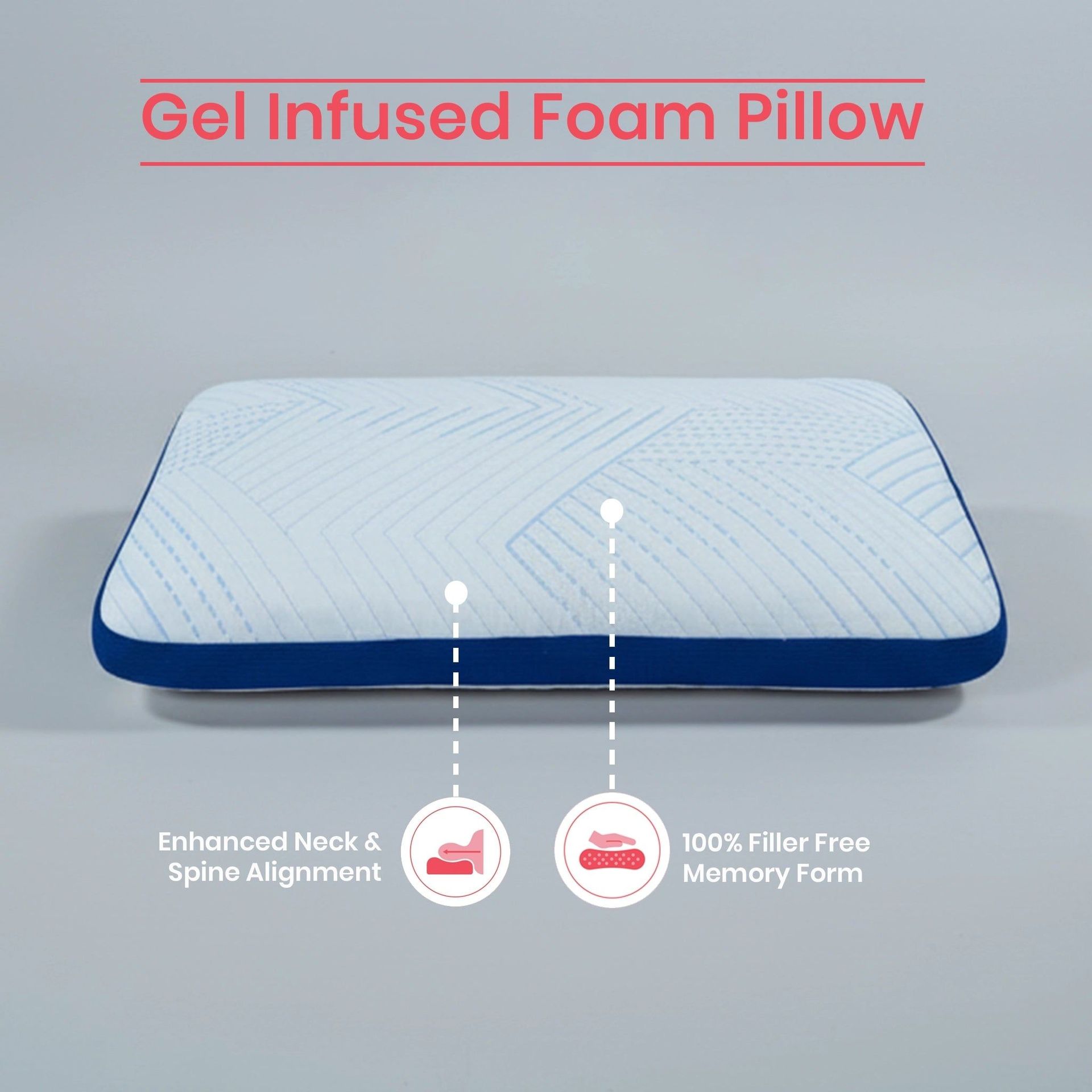 Solid Gusseted Blue Sky Infused Gel Memory Foam Pillow | Arctic Snooze